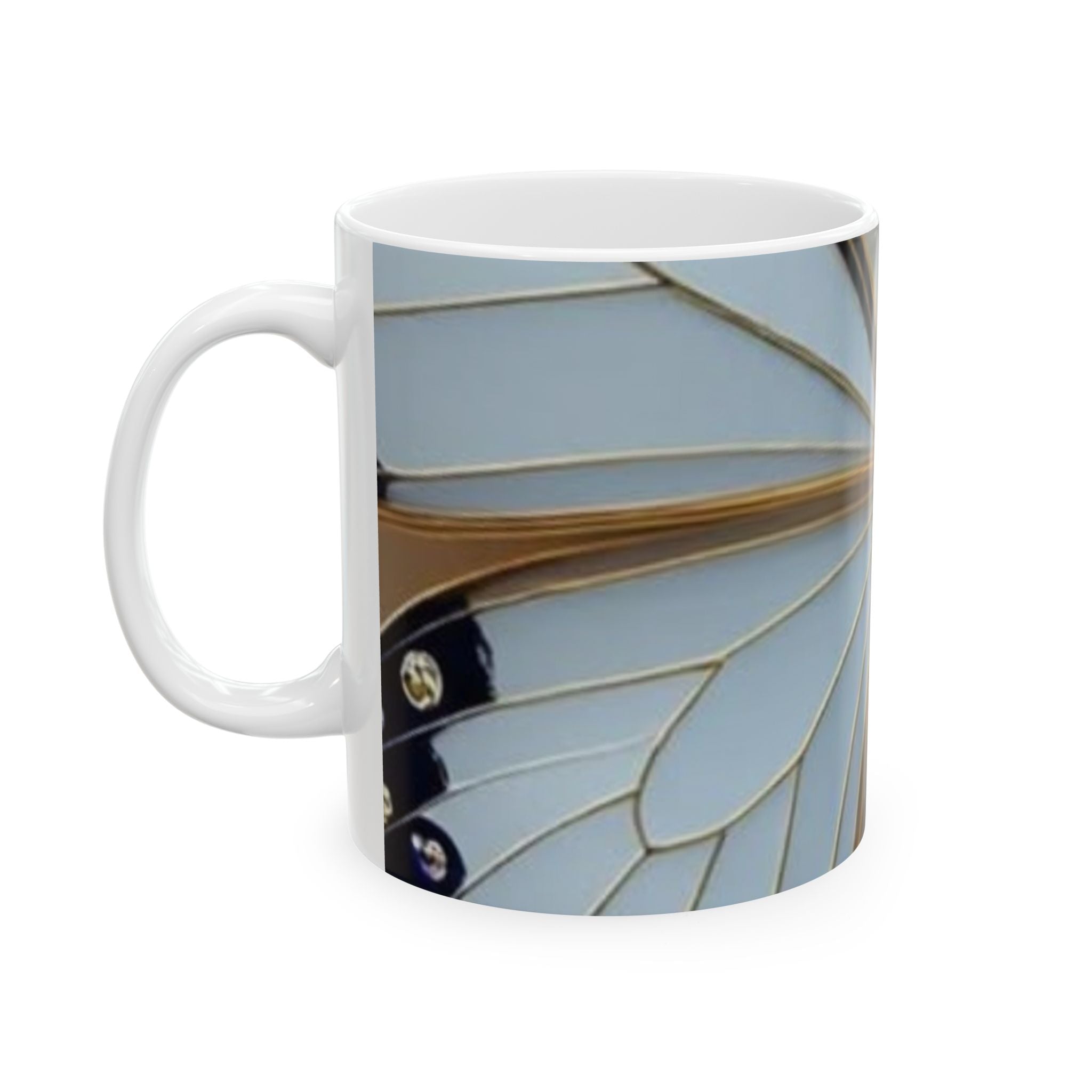 Gold Dragonfly Ceramic Mug — Elegant Insect Art Coffee Cup (11oz, 15oz)