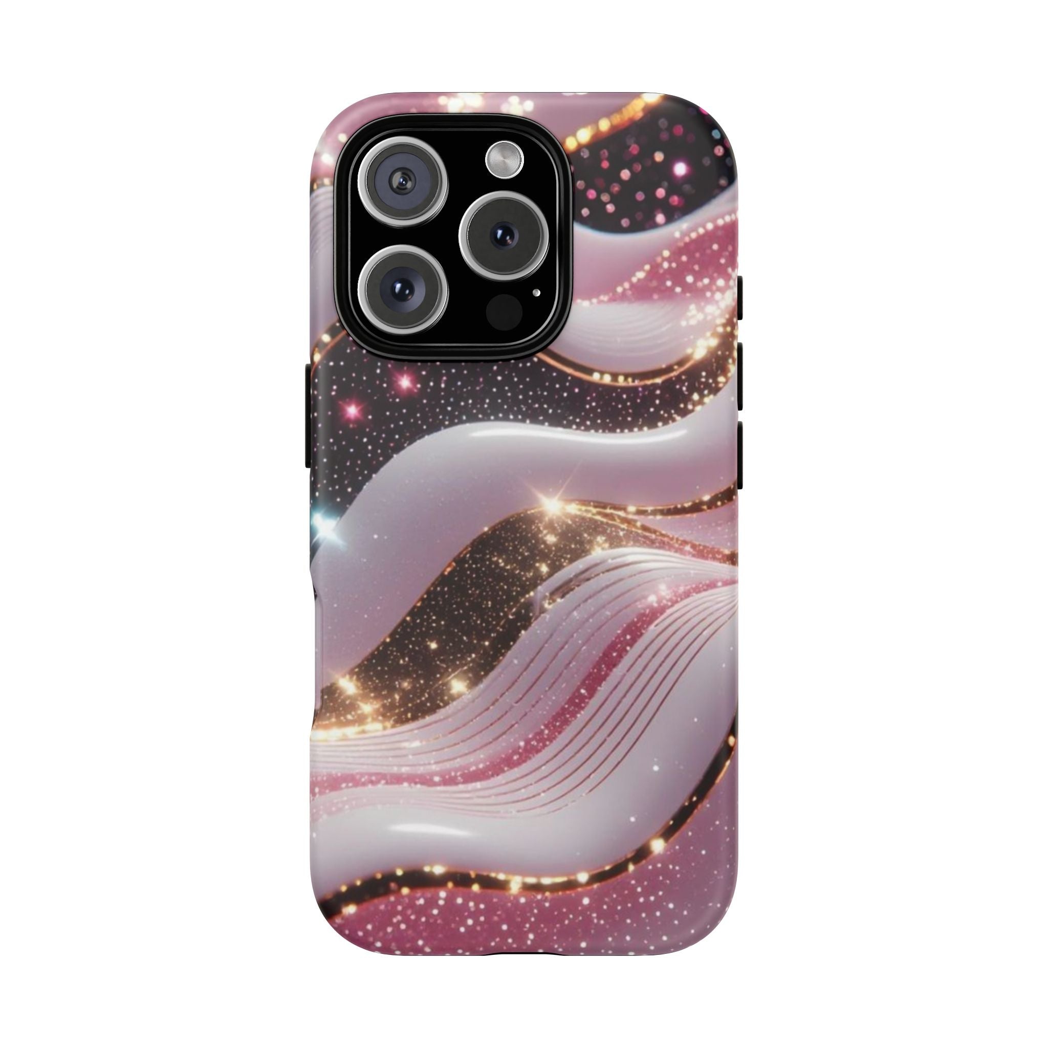 Sparkling Pink Wave Phone Case — Glitter Marble Protective Cover
