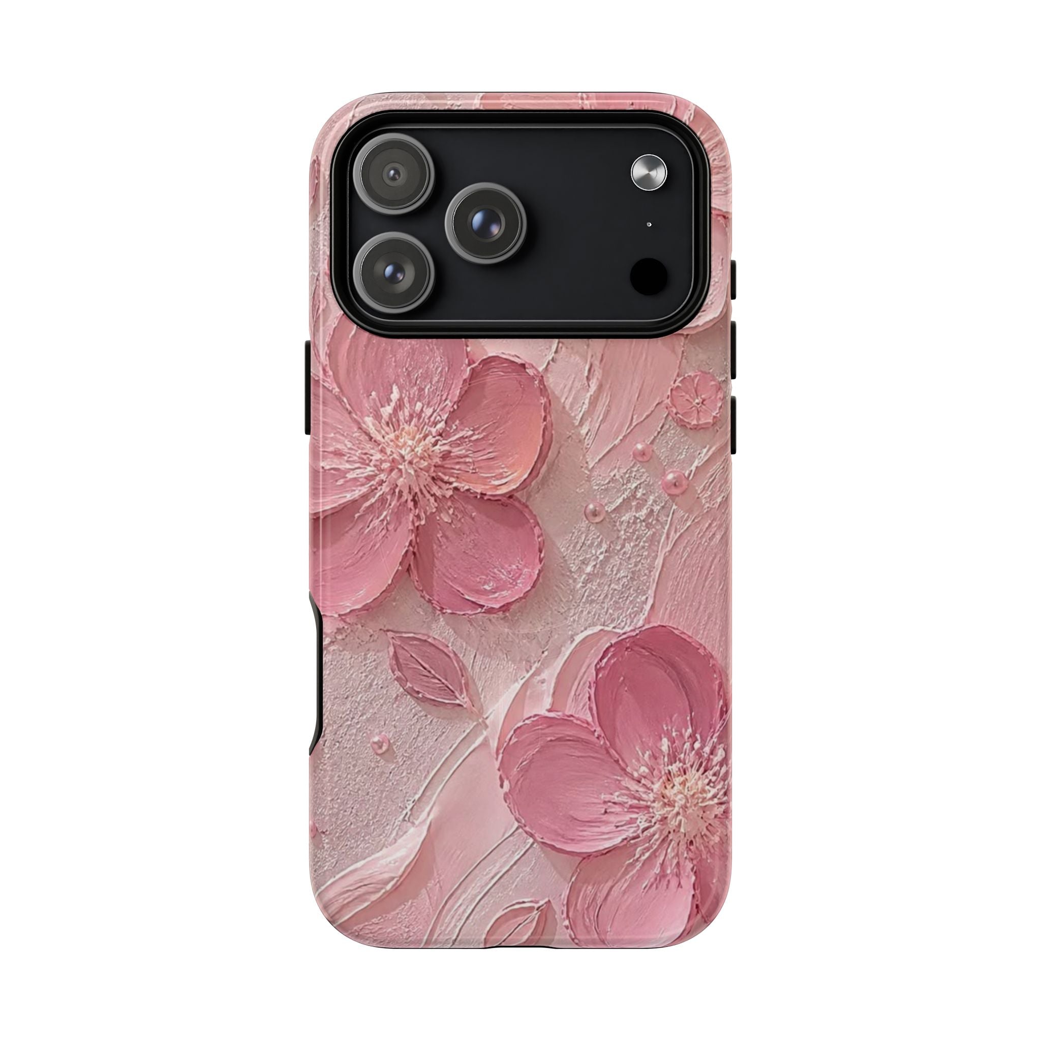 Pink Floral Tough Magnetic Phone Case — 3D Blossom Protective Cover