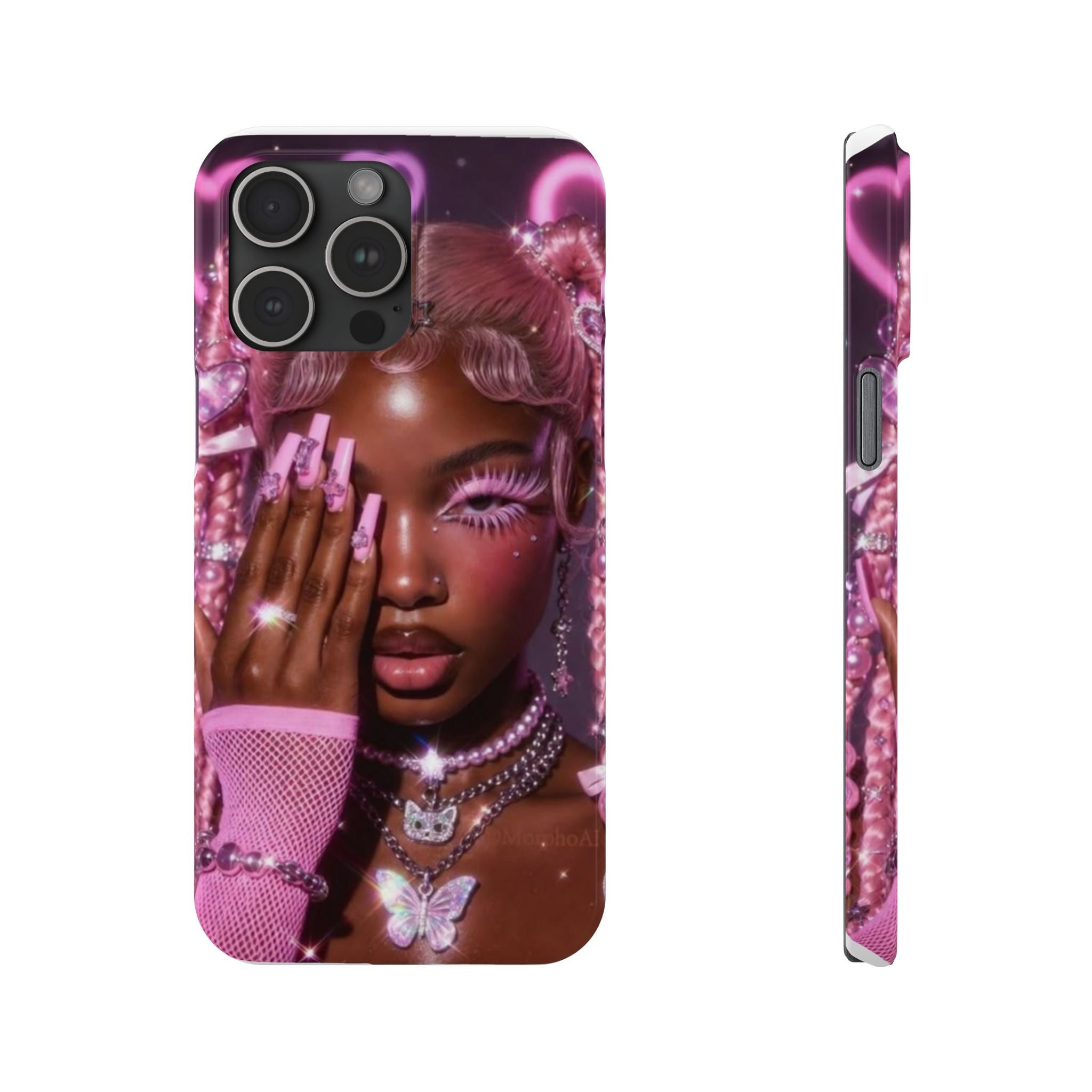 Pink Glam Slim Phone Case — Butterfly Jewels Fashion iPhone Cover