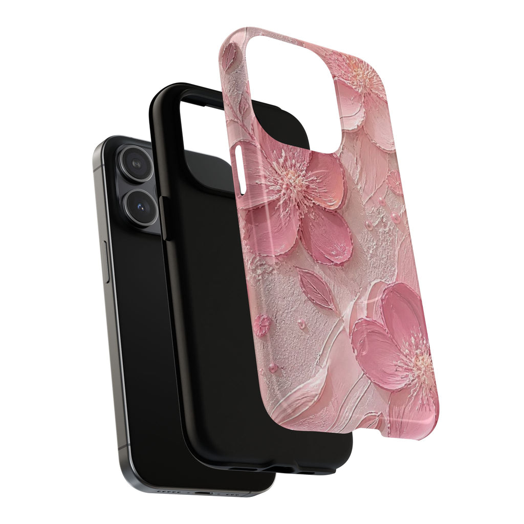 Pink Floral Tough Magnetic Phone Case — 3D Blossom Protective Cover