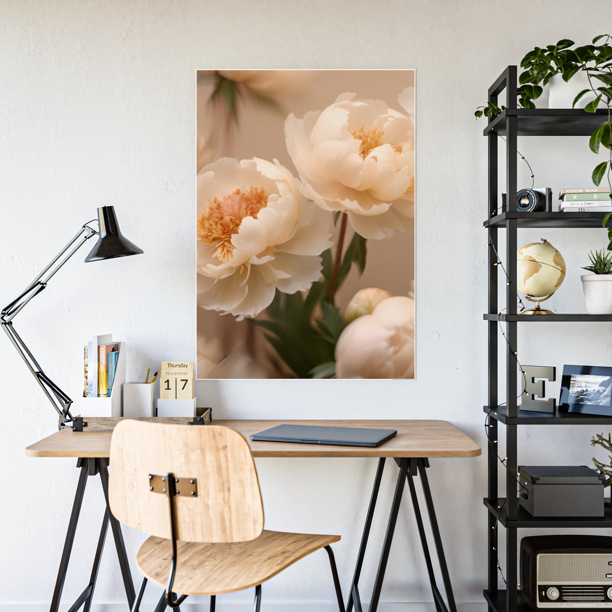Peach Peony Print Poster