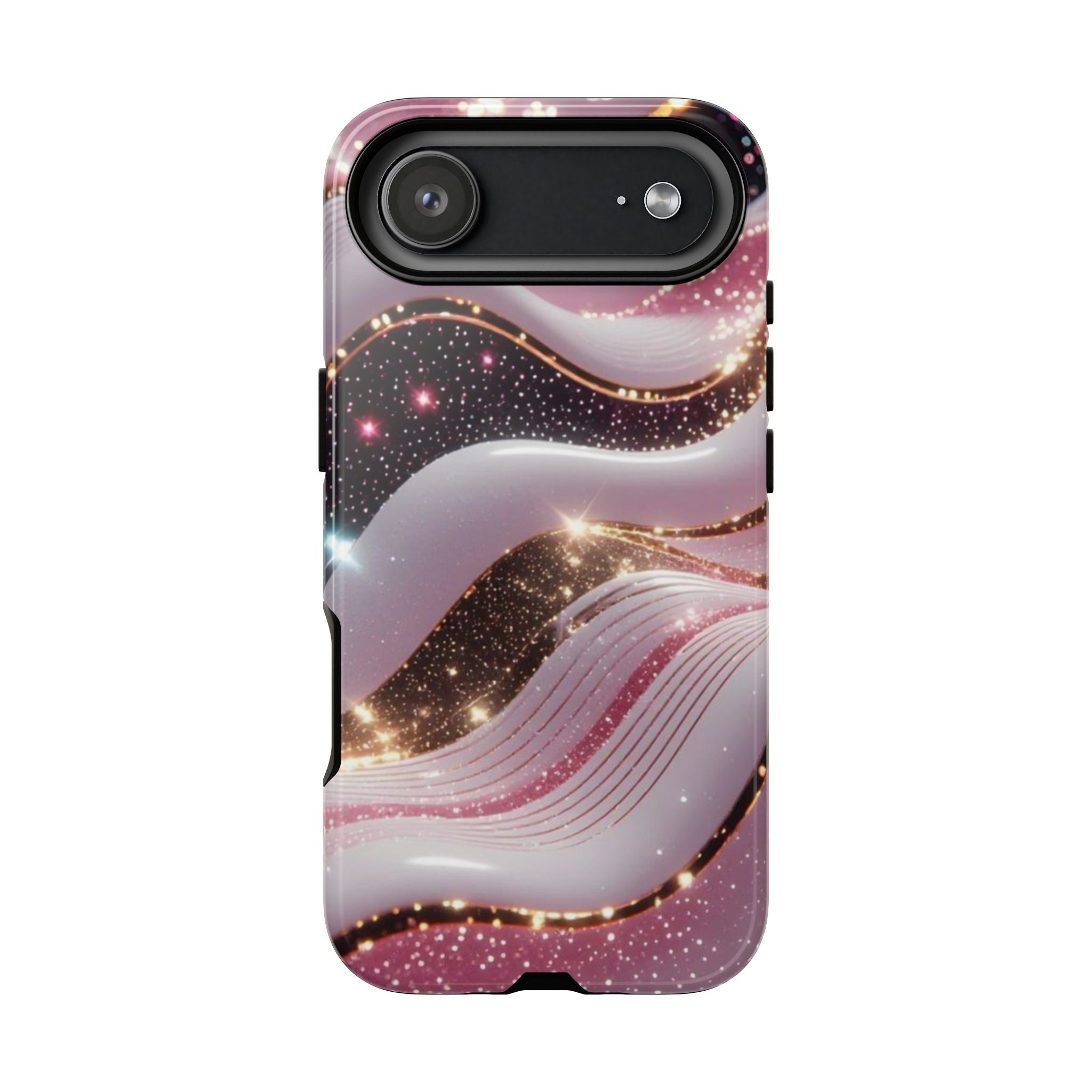 Sparkling Pink Wave Phone Case — Glitter Marble Protective Cover