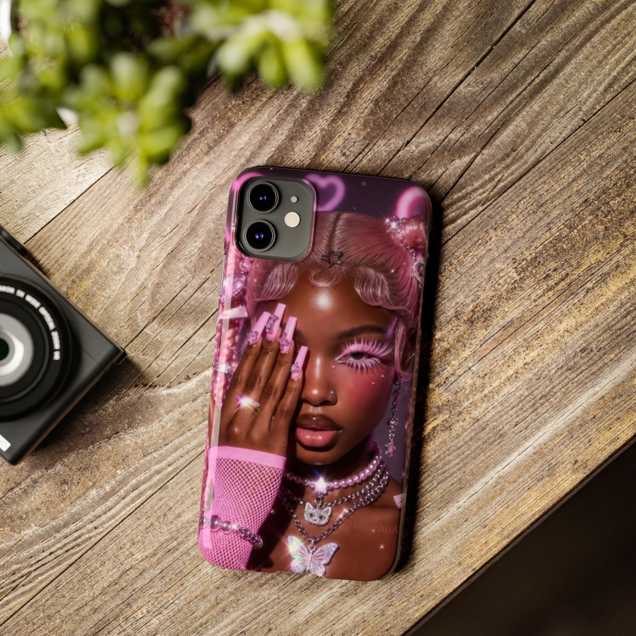 Pink Glam Slim Phone Case — Butterfly Jewels Fashion iPhone Cover