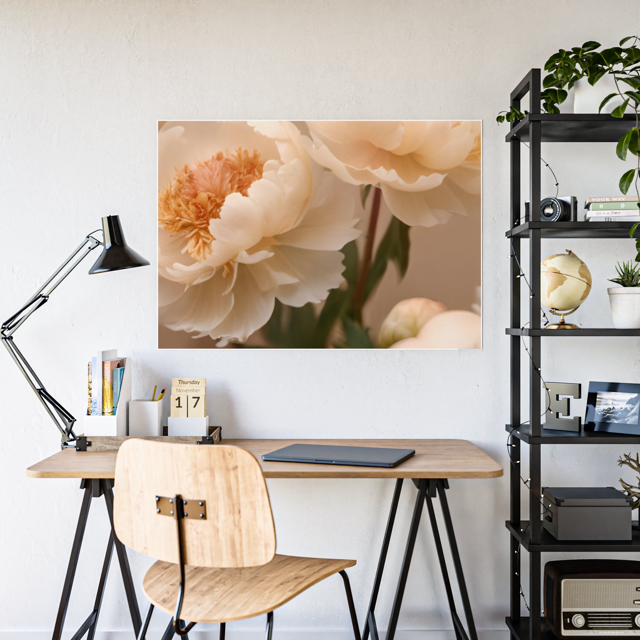 Peach Peony Print Poster