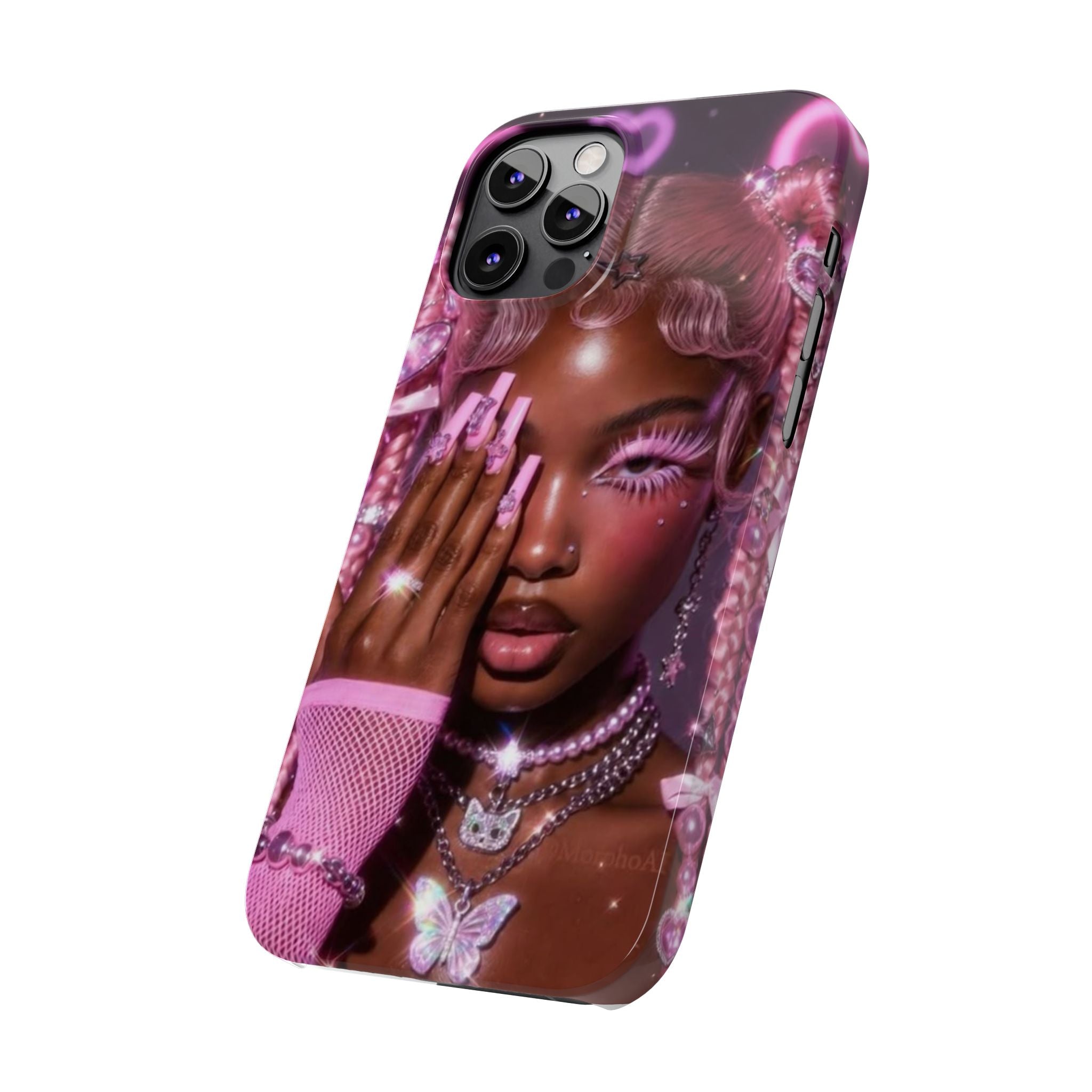 Pink Glam Slim Phone Case — Butterfly Jewels Fashion iPhone Cover