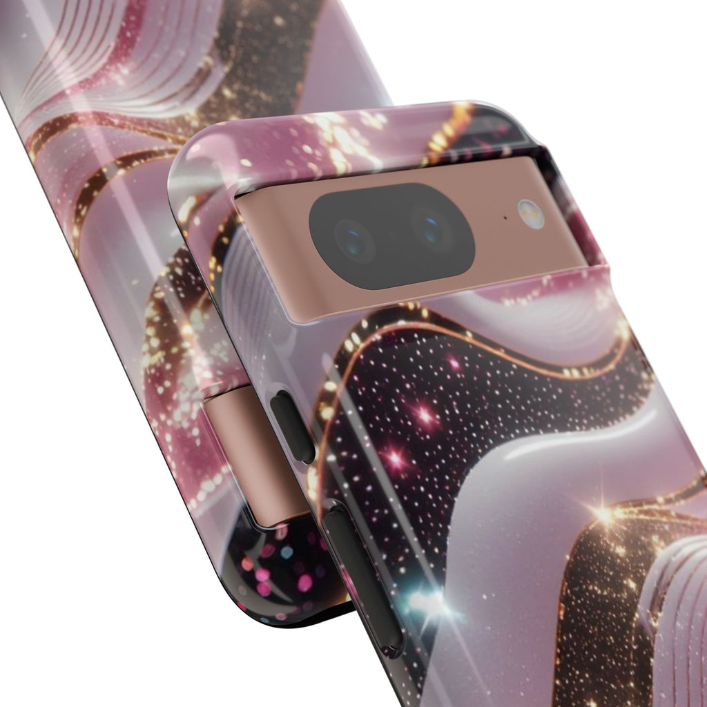 Sparkling Pink Wave Phone Case — Glitter Marble Protective Cover