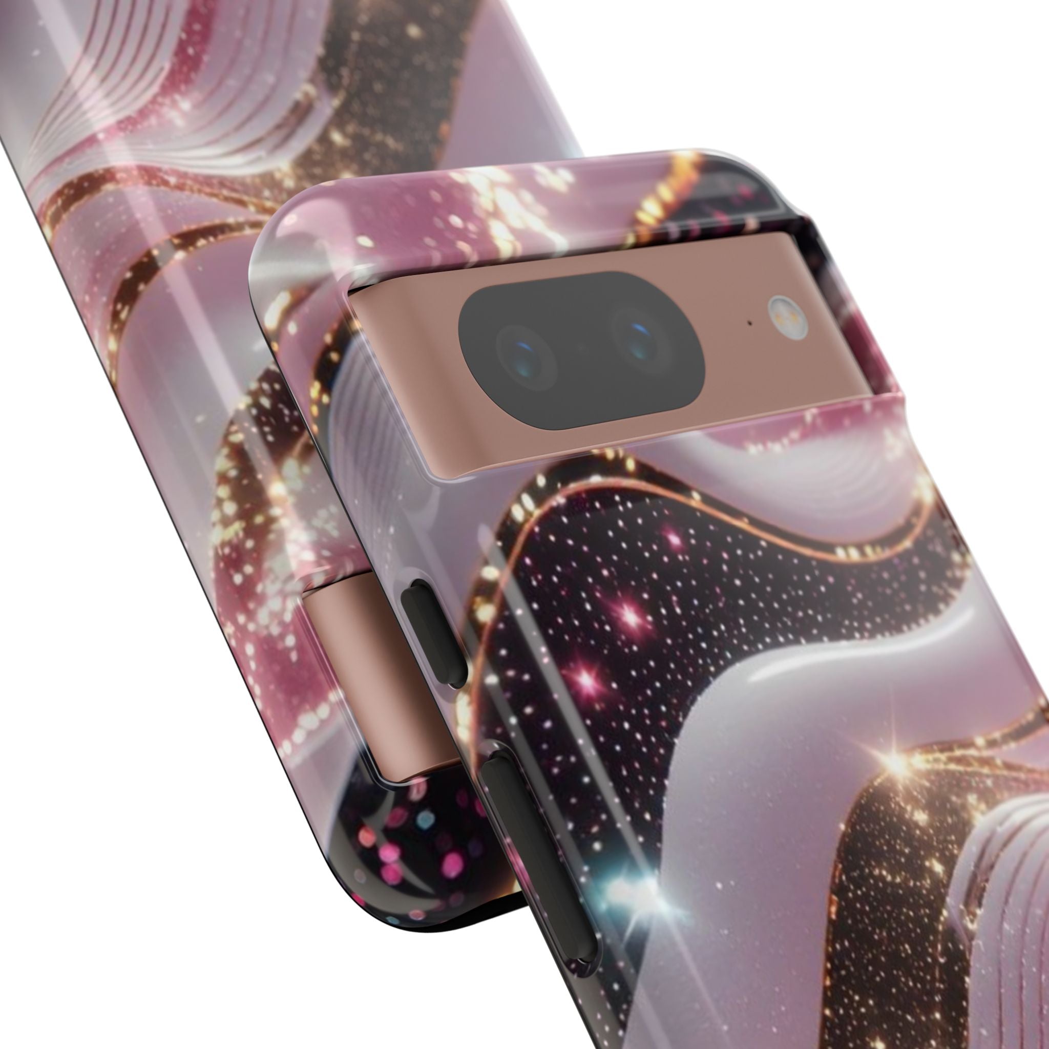 Sparkling Pink Wave Phone Case — Glitter Marble Protective Cover