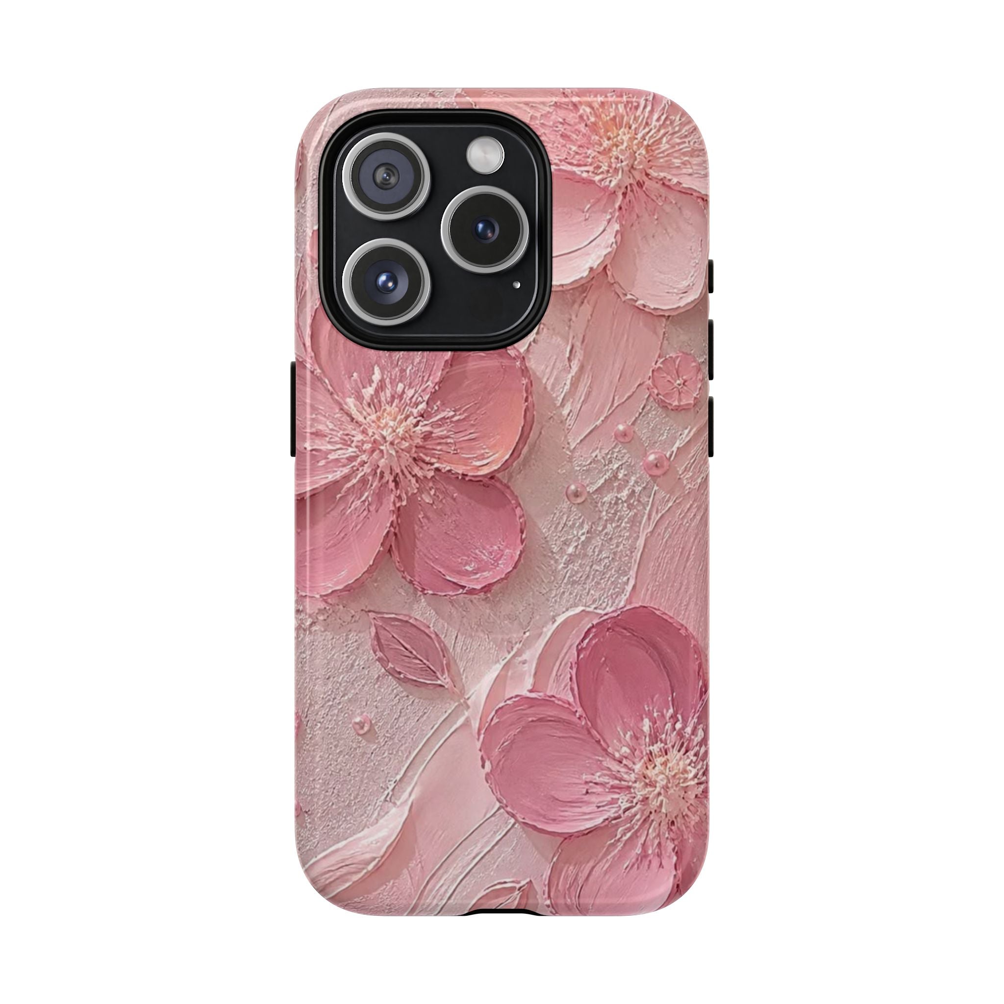 Pink Floral Tough Magnetic Phone Case — 3D Blossom Protective Cover