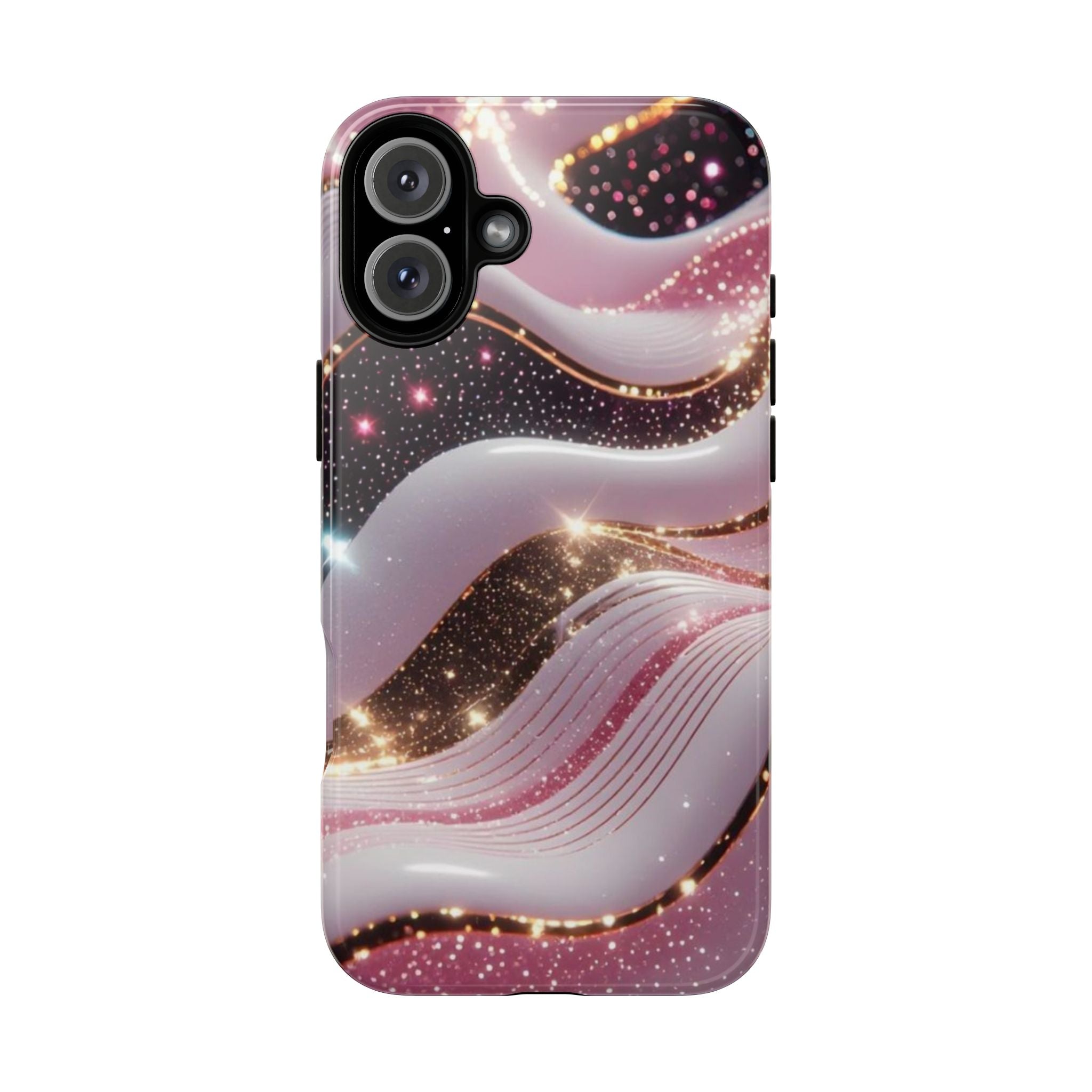 Sparkling Pink Wave Phone Case — Glitter Marble Protective Cover