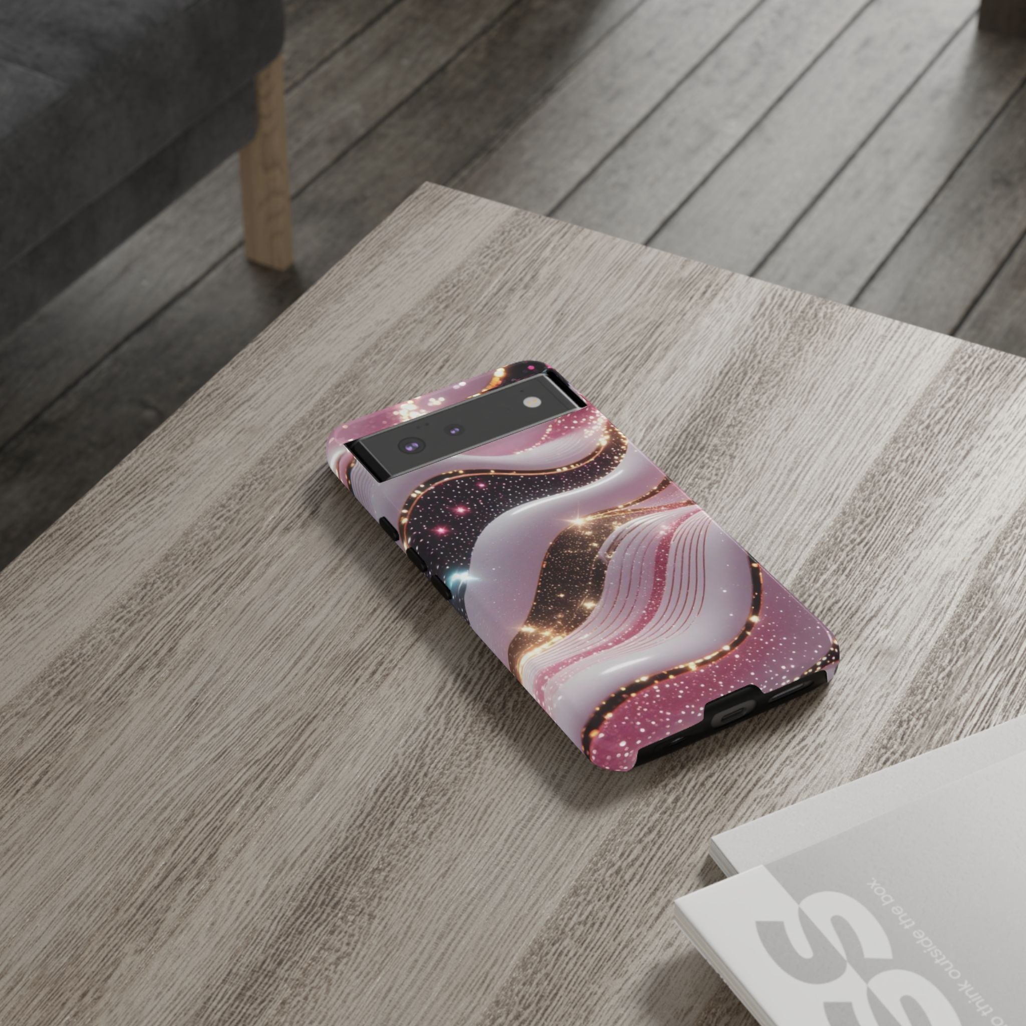 Sparkling Pink Wave Phone Case — Glitter Marble Protective Cover