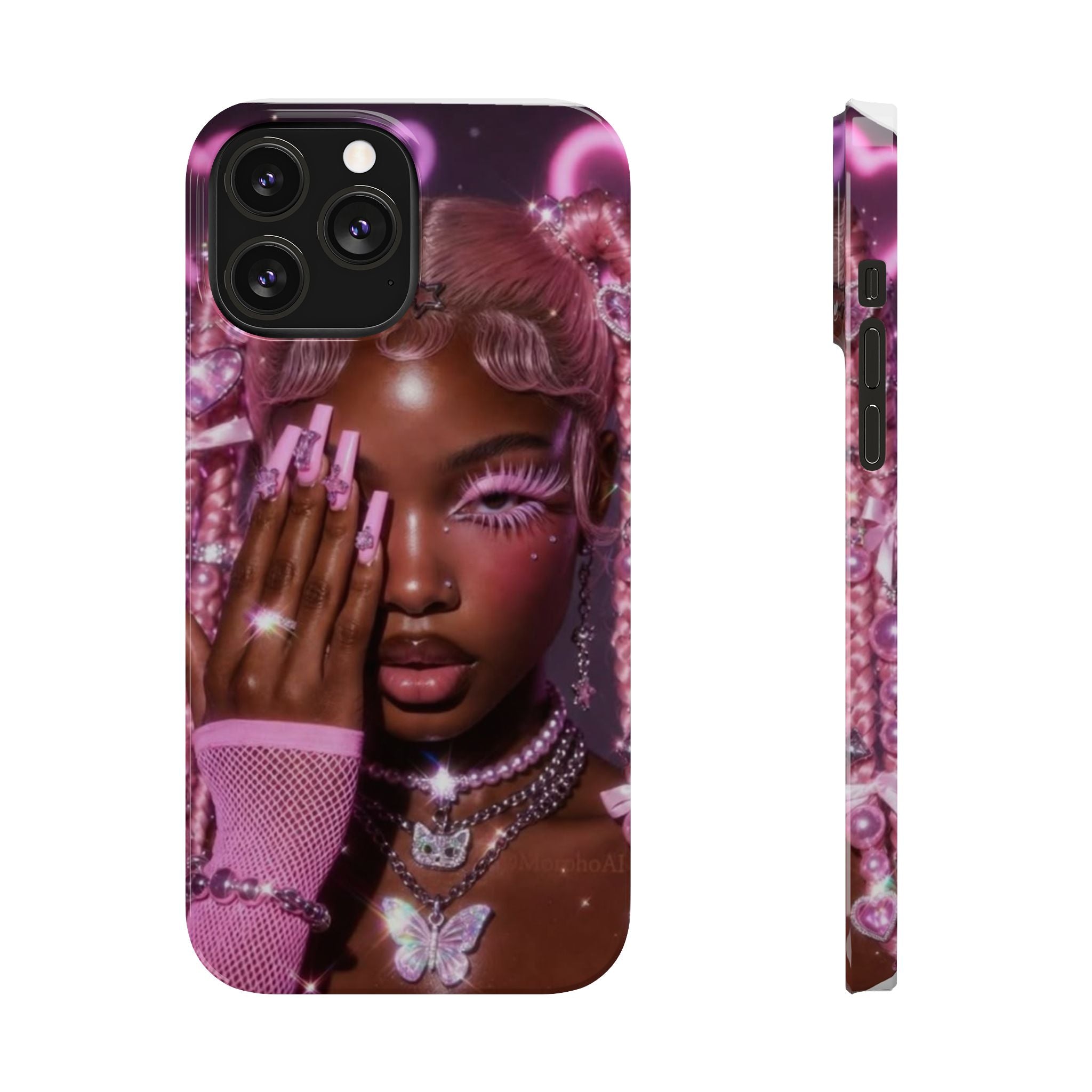 Pink Glam Slim Phone Case — Butterfly Jewels Fashion iPhone Cover