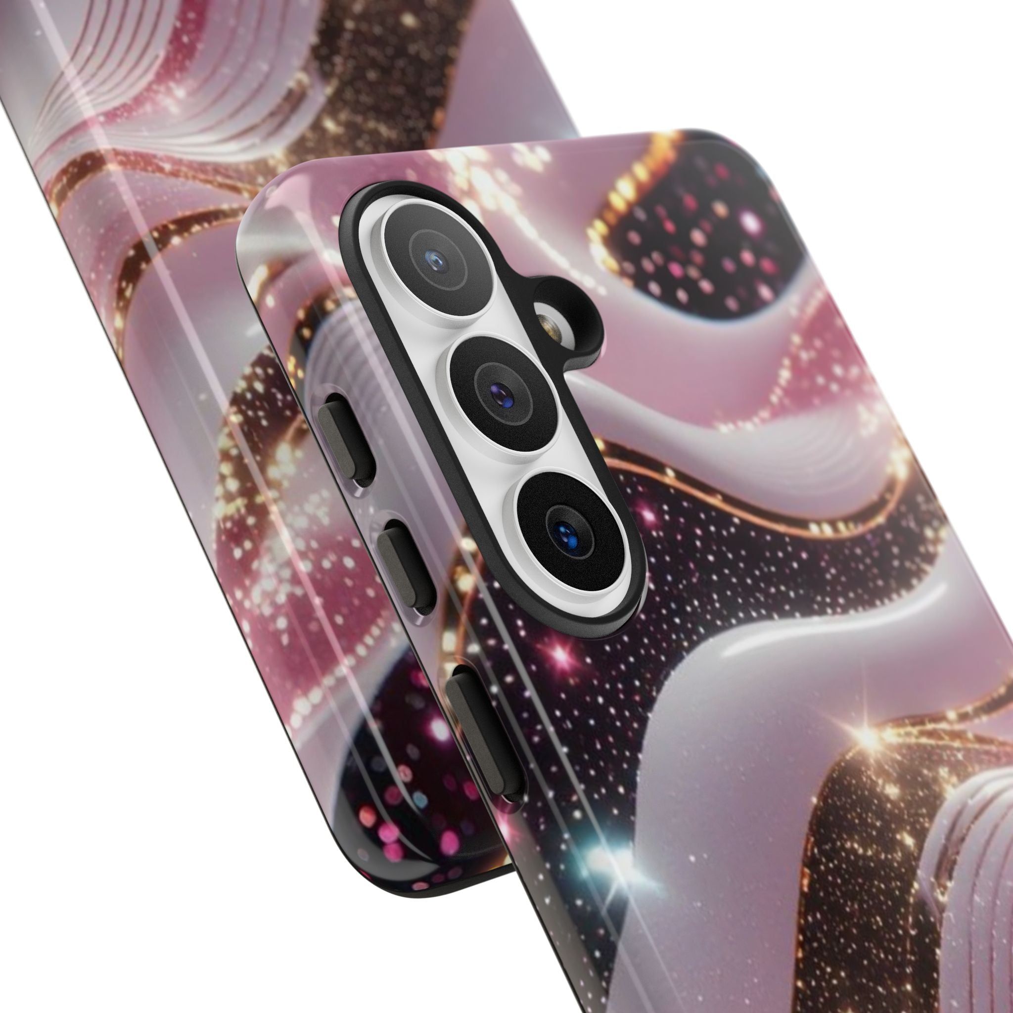 Sparkling Pink Wave Phone Case — Glitter Marble Protective Cover