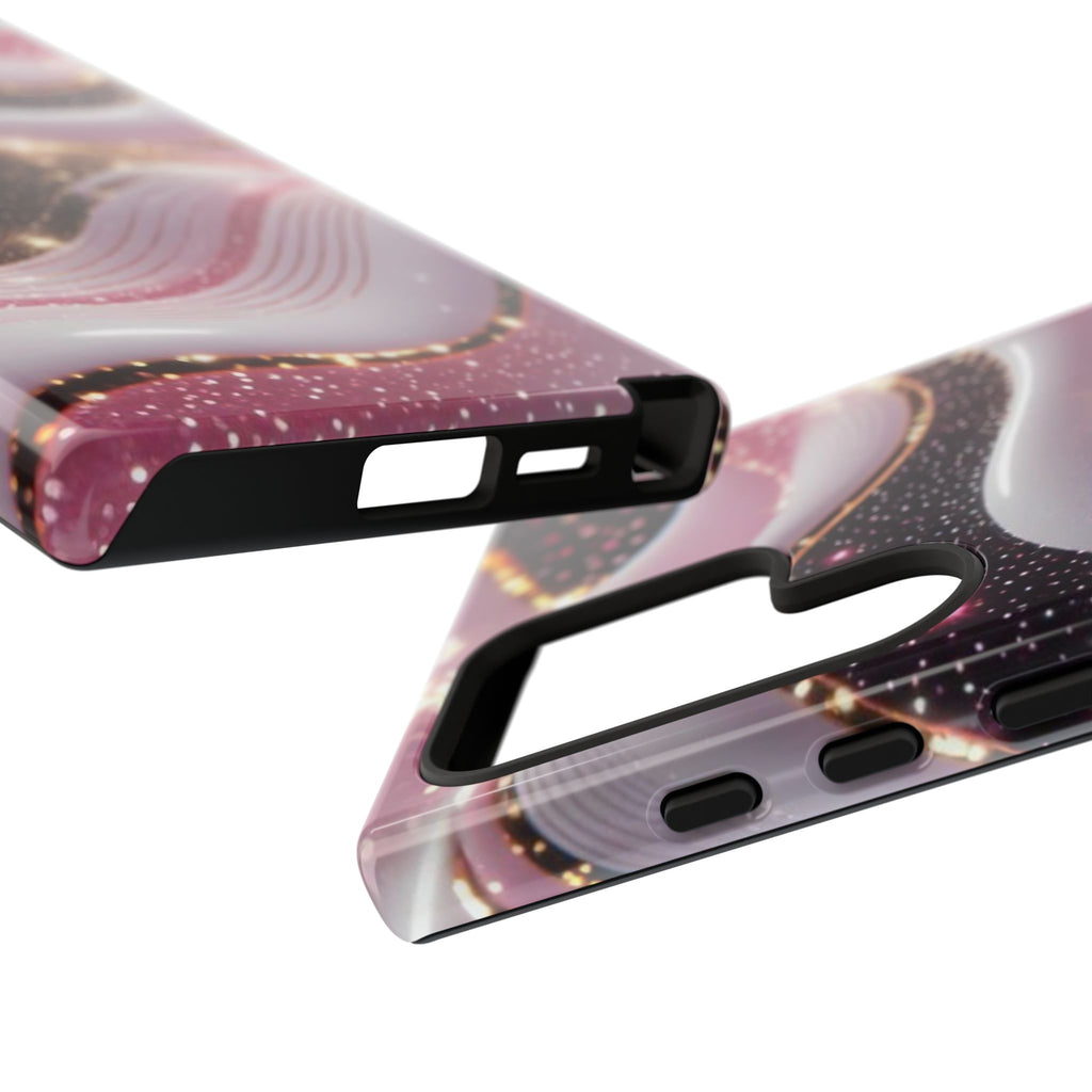 Sparkling Pink Wave Phone Case — Glitter Marble Protective Cover