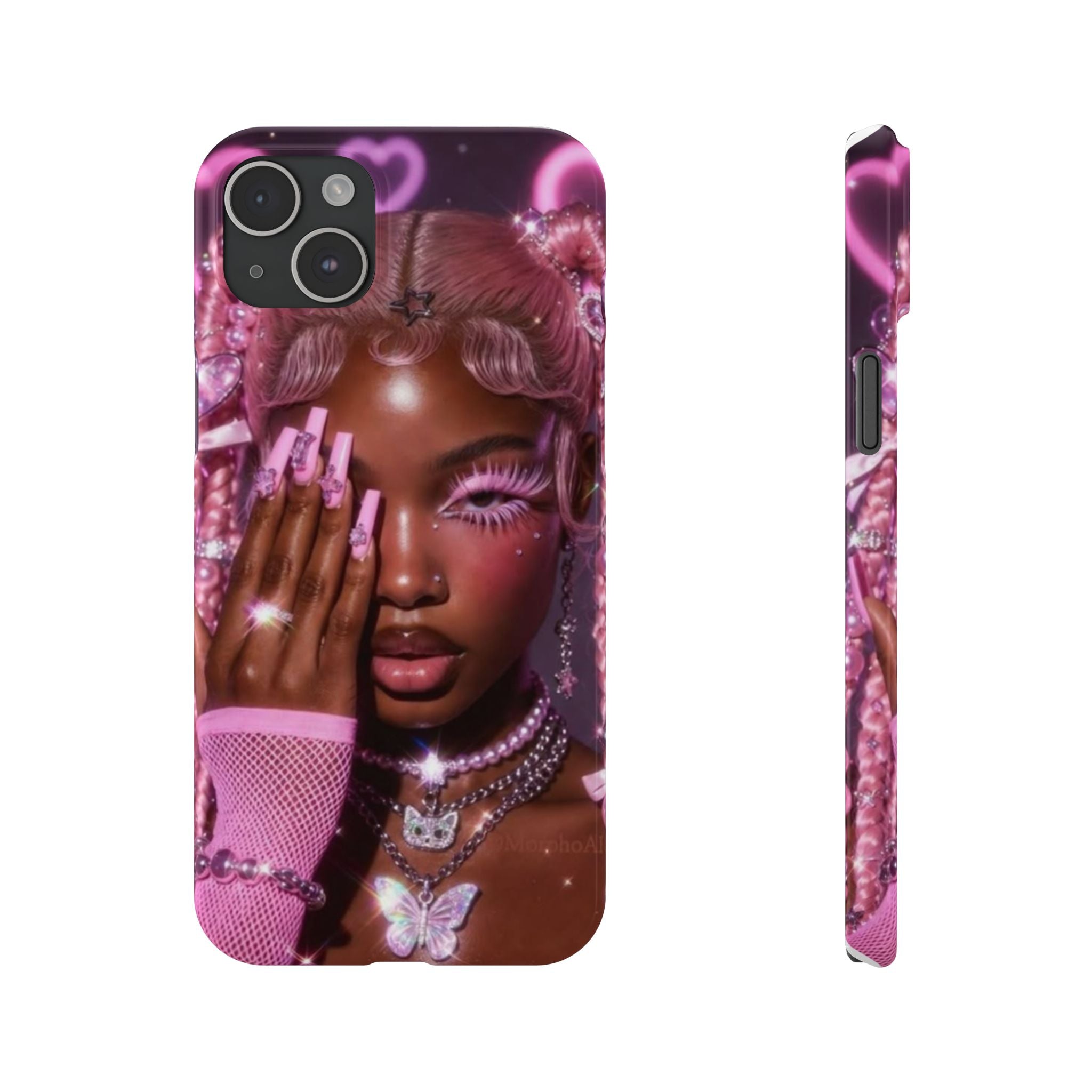 Pink Glam Slim Phone Case — Butterfly Jewels Fashion iPhone Cover