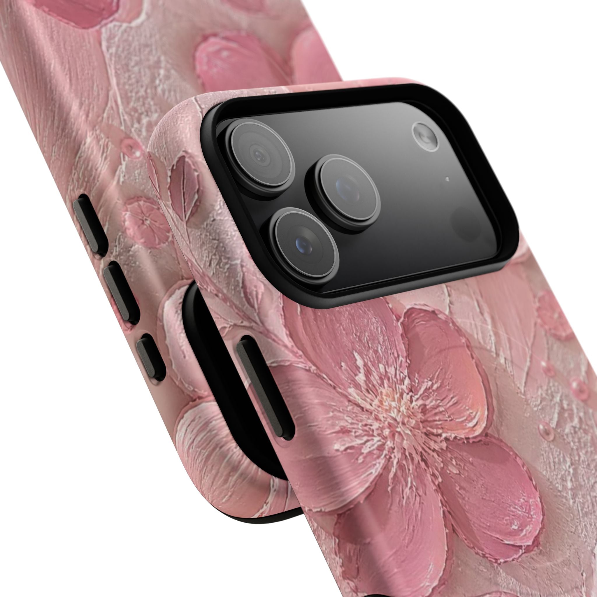 Pink Floral Tough Magnetic Phone Case — 3D Blossom Protective Cover