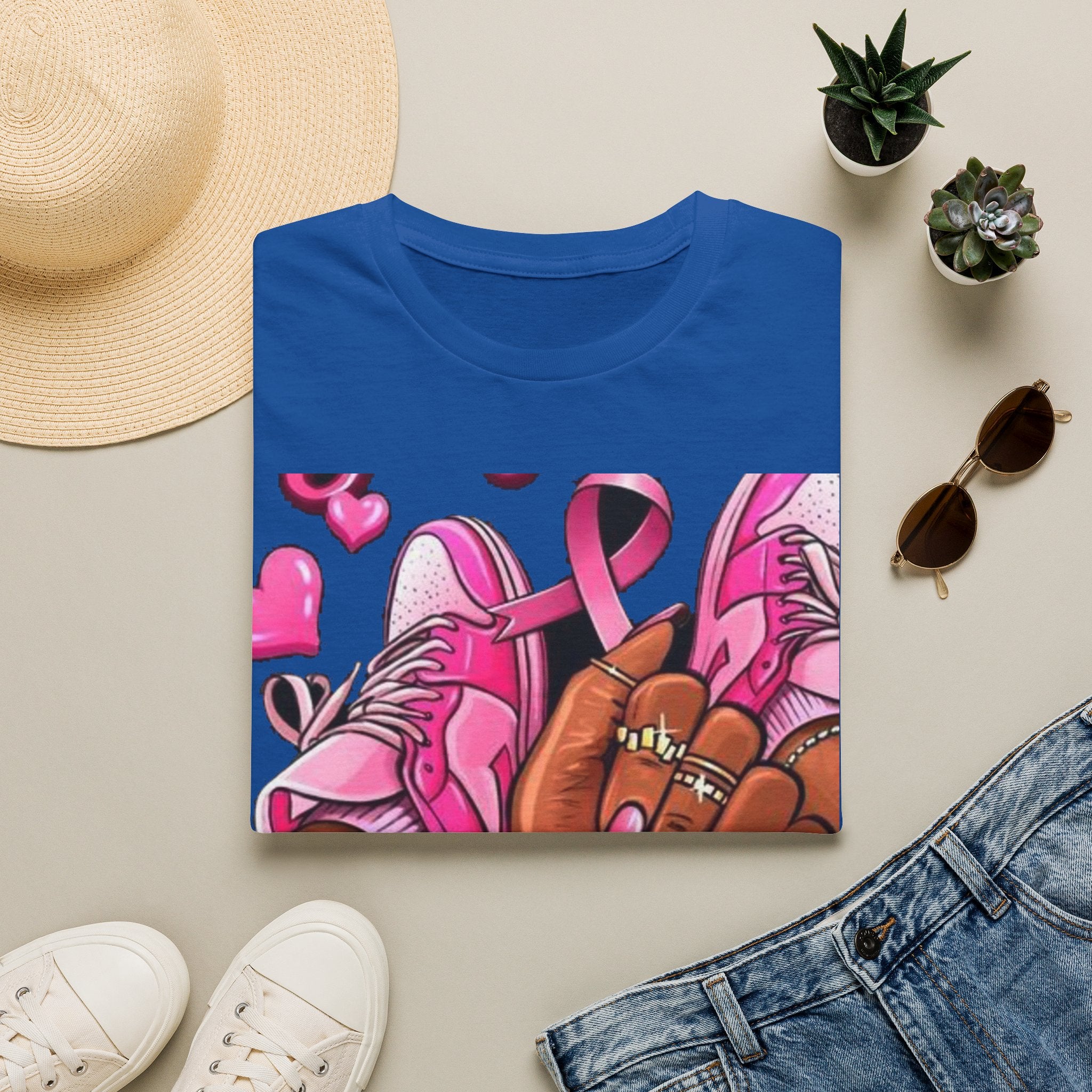 Breast Cancer Awareness Pink Ribbon Graphic T‑Shirt