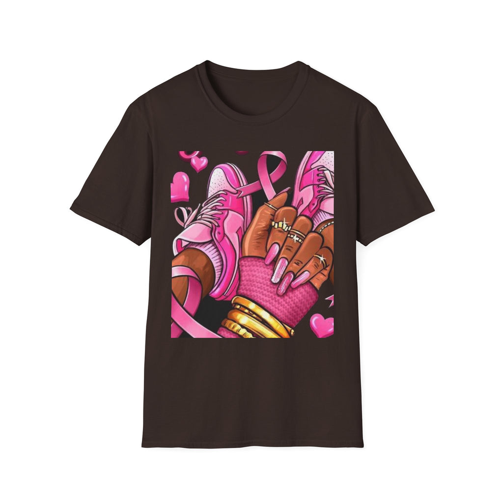 Breast Cancer Awareness Pink Ribbon Graphic T‑Shirt