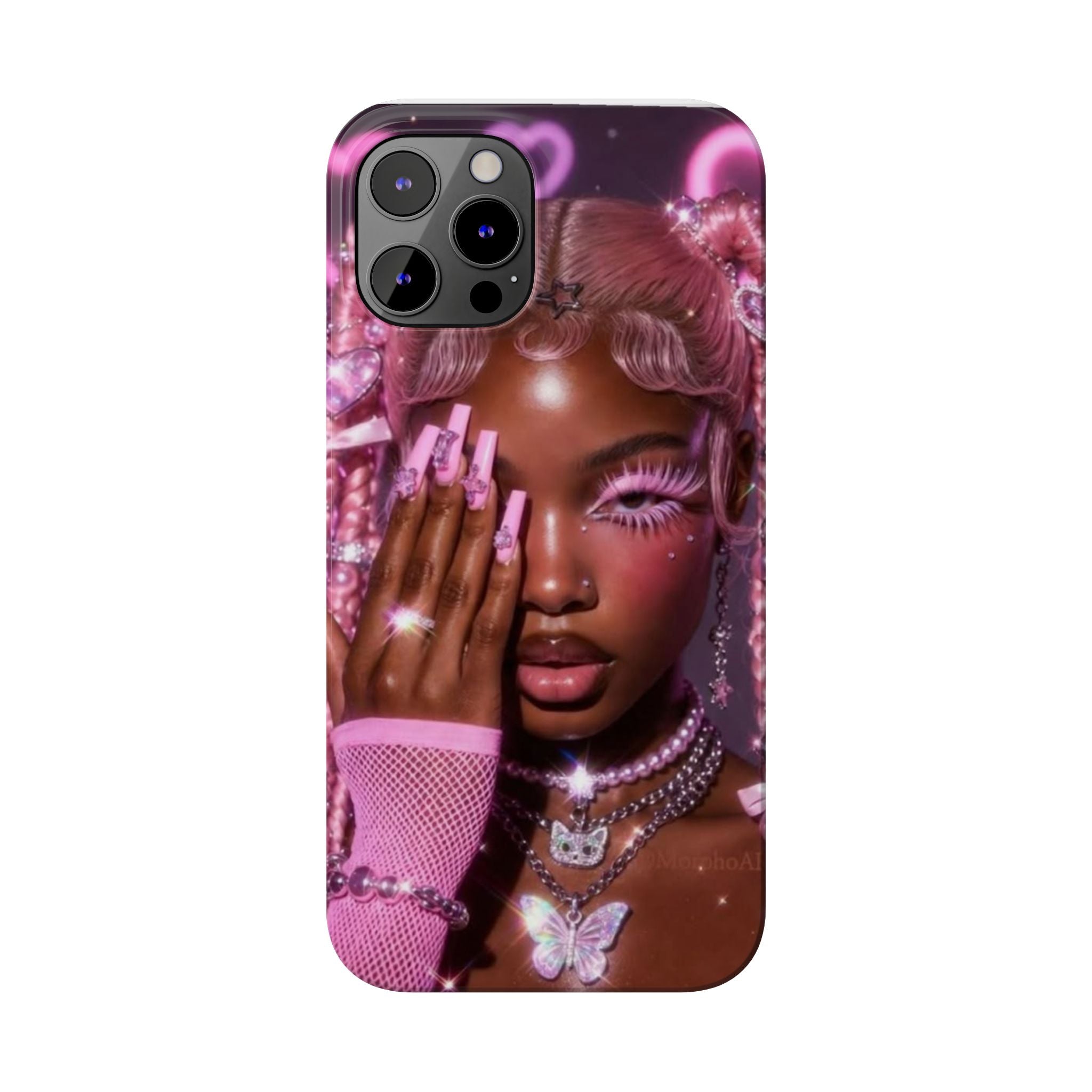 Pink Glam Slim Phone Case — Butterfly Jewels Fashion iPhone Cover