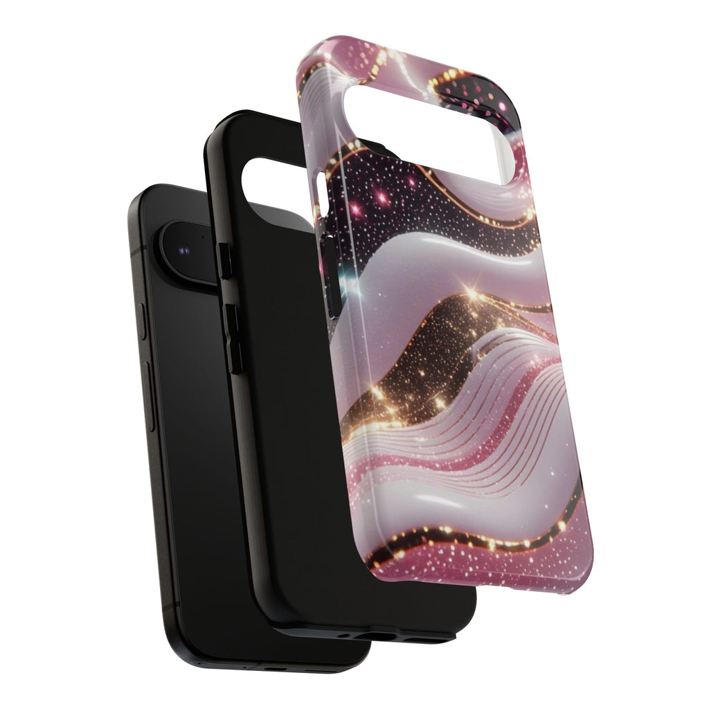 Sparkling Pink Wave Phone Case — Glitter Marble Protective Cover