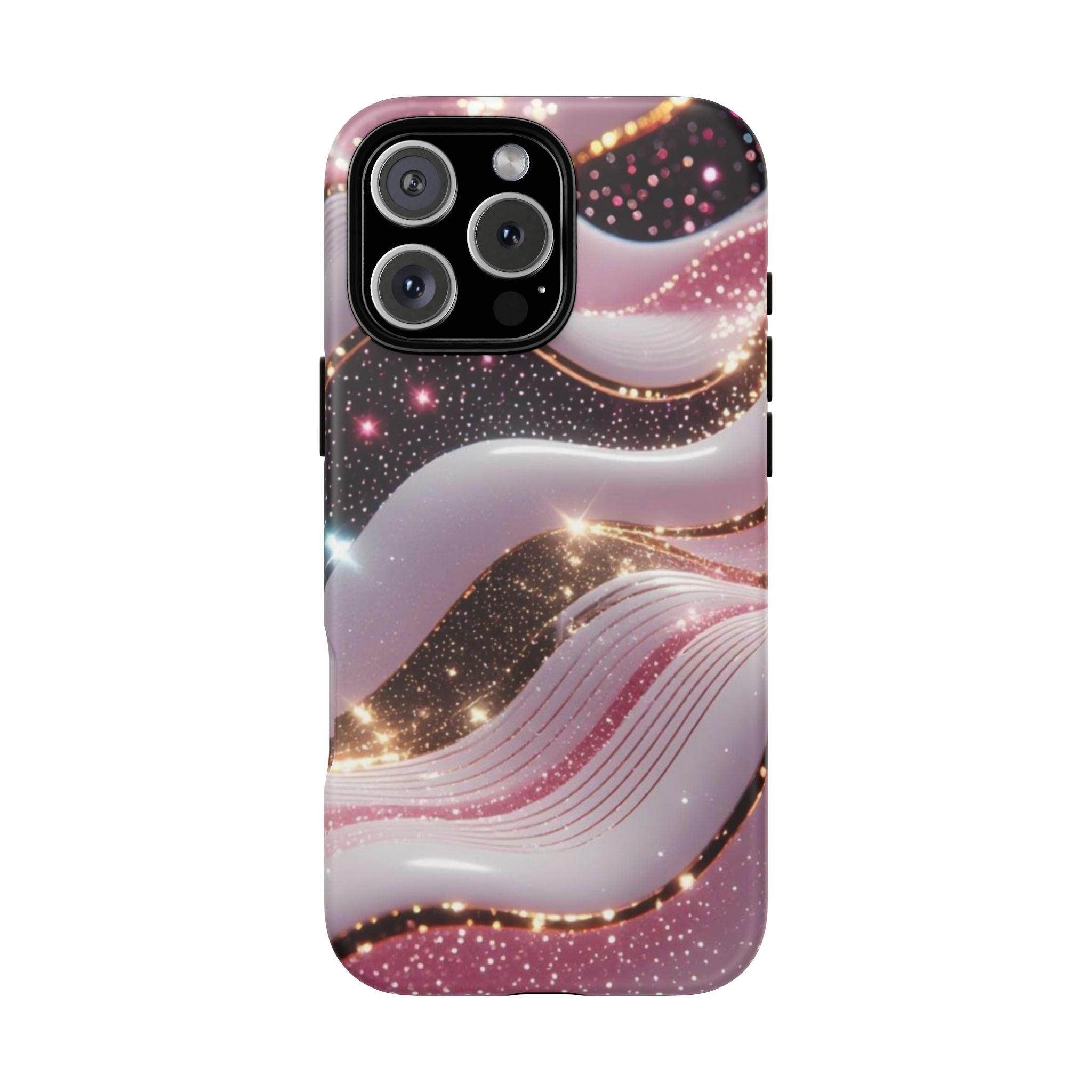 Sparkling Pink Wave Phone Case — Glitter Marble Protective Cover