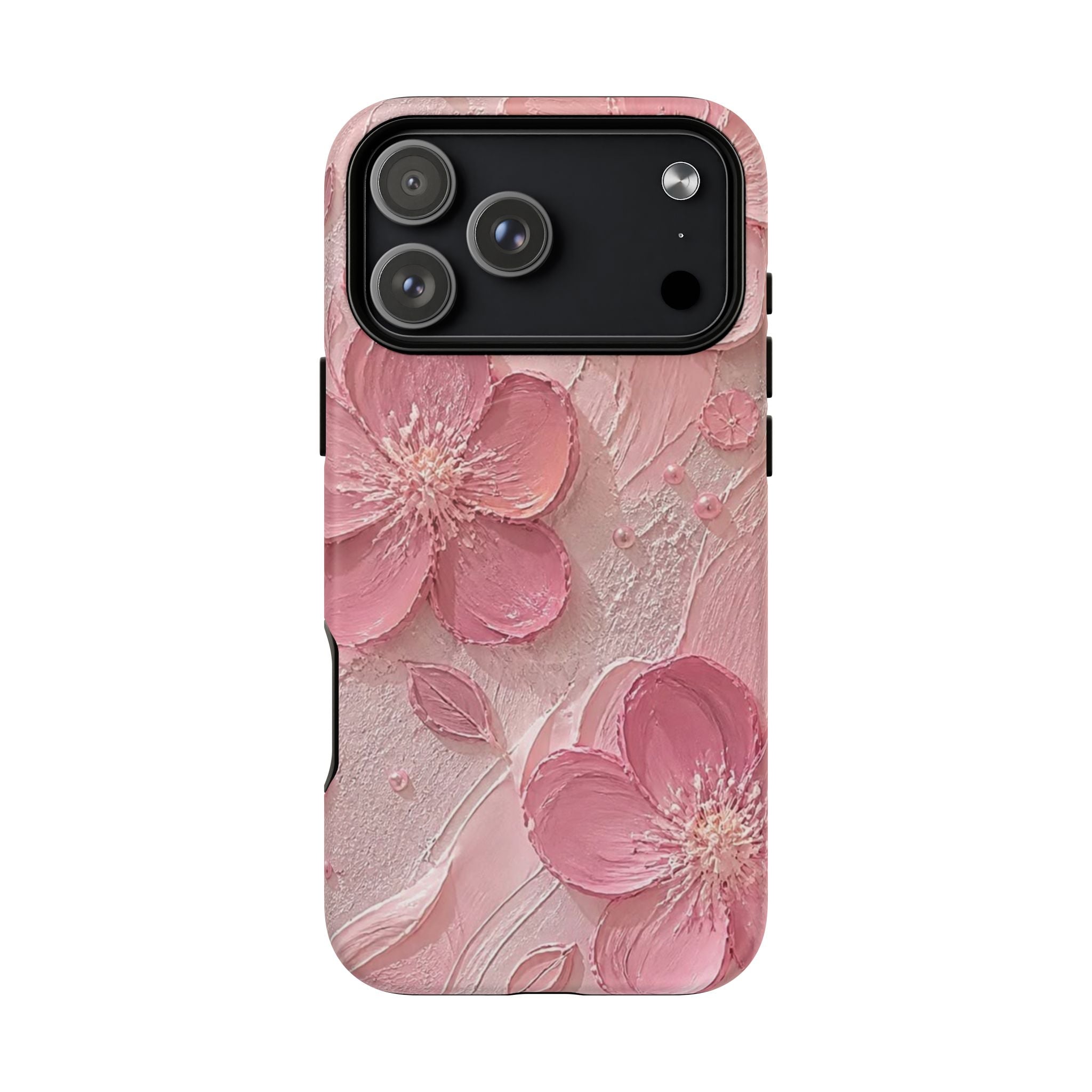Pink Floral Tough Magnetic Phone Case — 3D Blossom Protective Cover