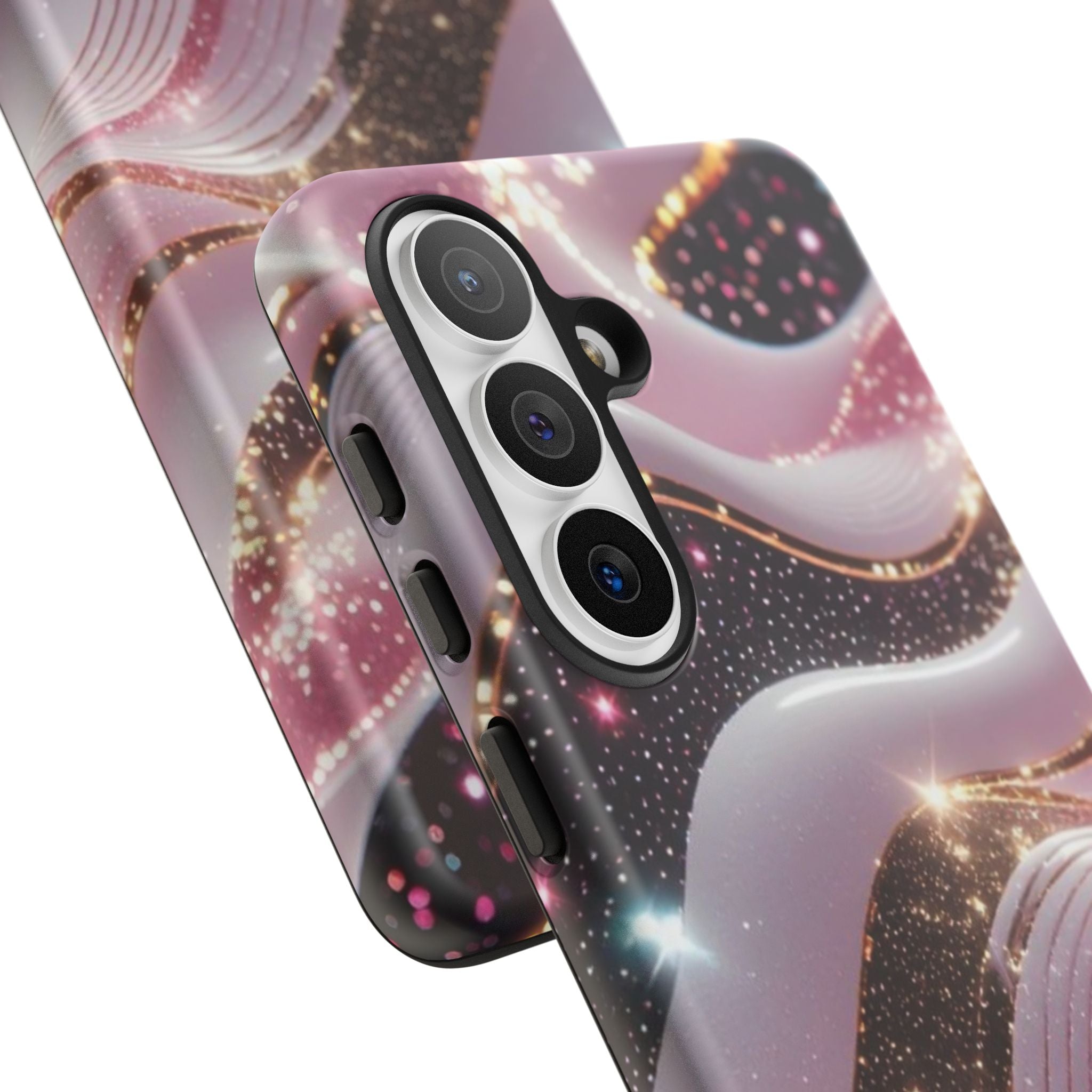 Sparkling Pink Wave Phone Case — Glitter Marble Protective Cover