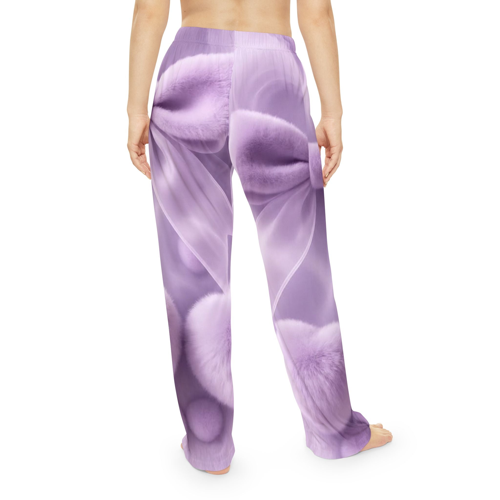 Lavender Bow & Pom Pom Pajama Pants — Cozy Floral Women's Loungewear