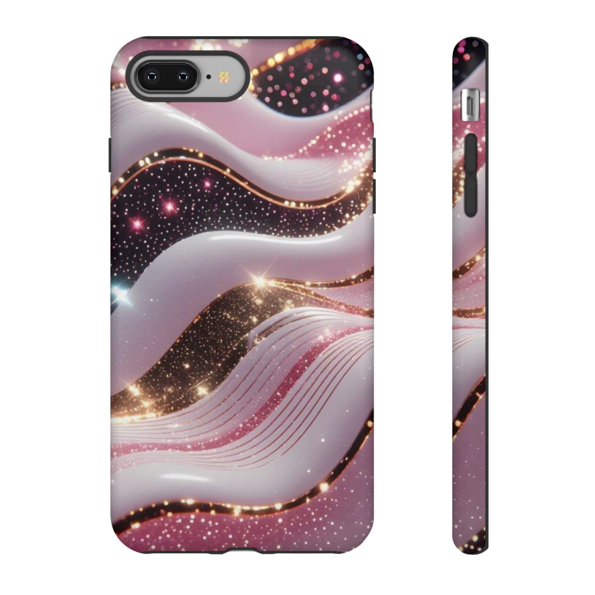 Sparkling Pink Wave Phone Case — Glitter Marble Protective Cover