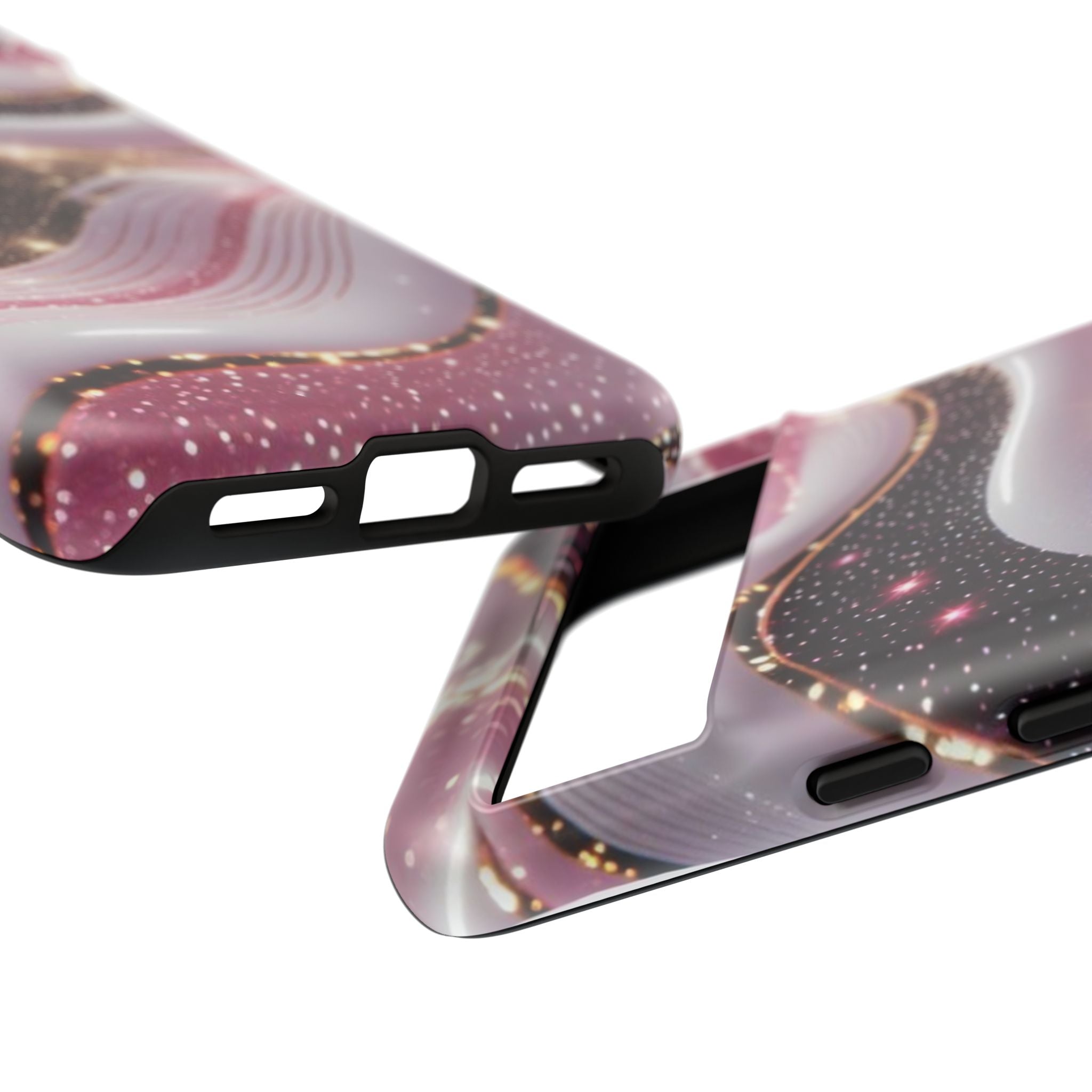 Sparkling Pink Wave Phone Case — Glitter Marble Protective Cover