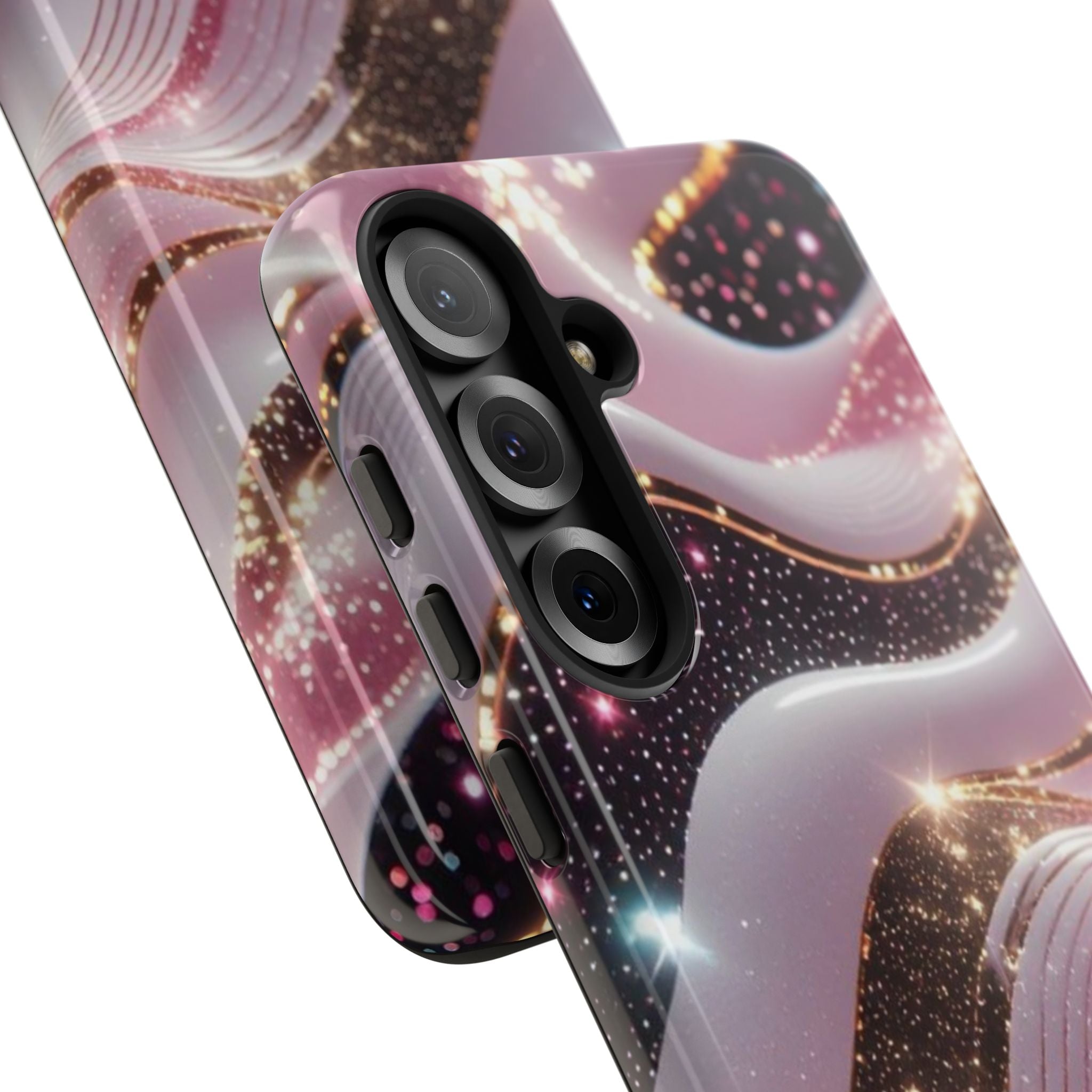 Sparkling Pink Wave Phone Case — Glitter Marble Protective Cover