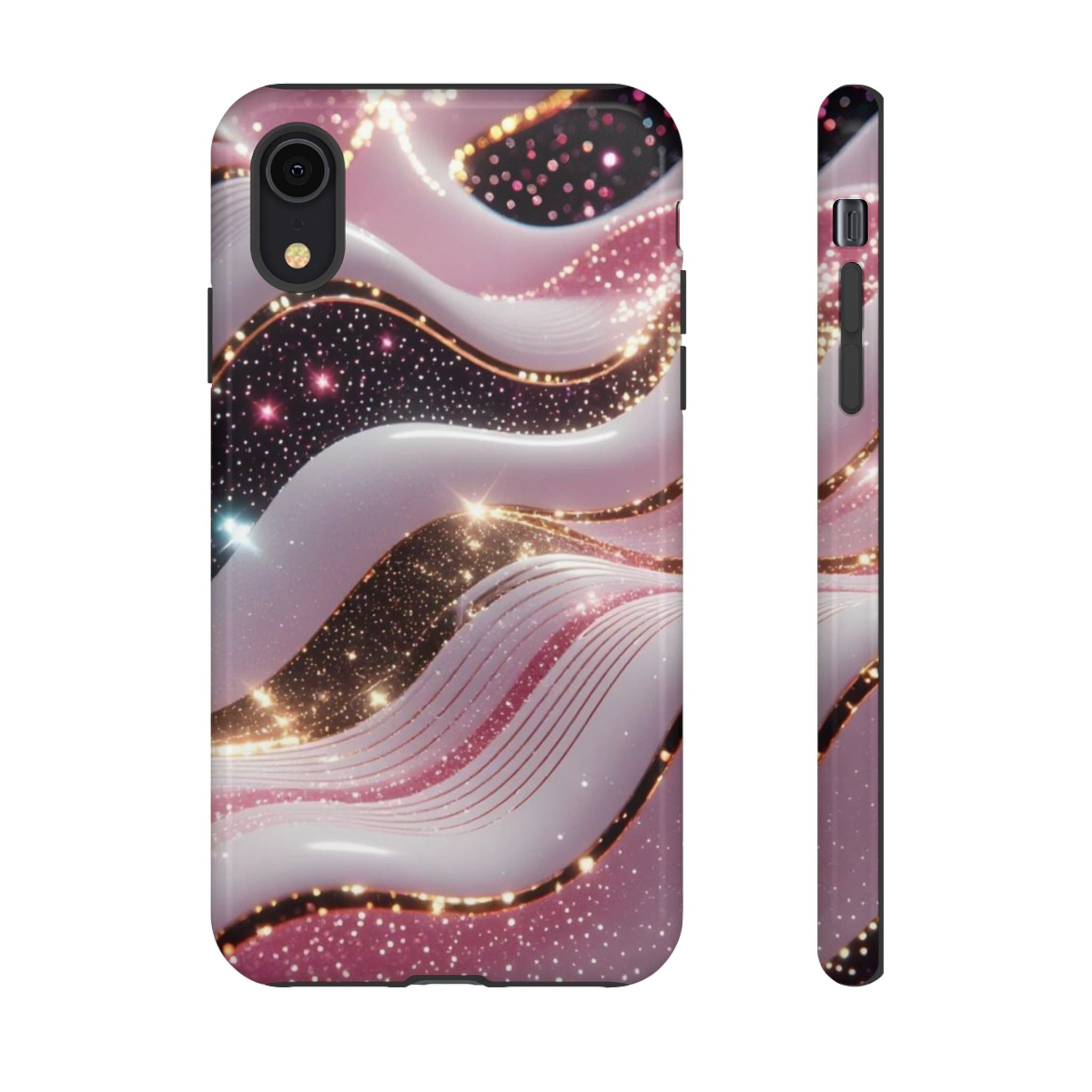 Sparkling Pink Wave Phone Case — Glitter Marble Protective Cover