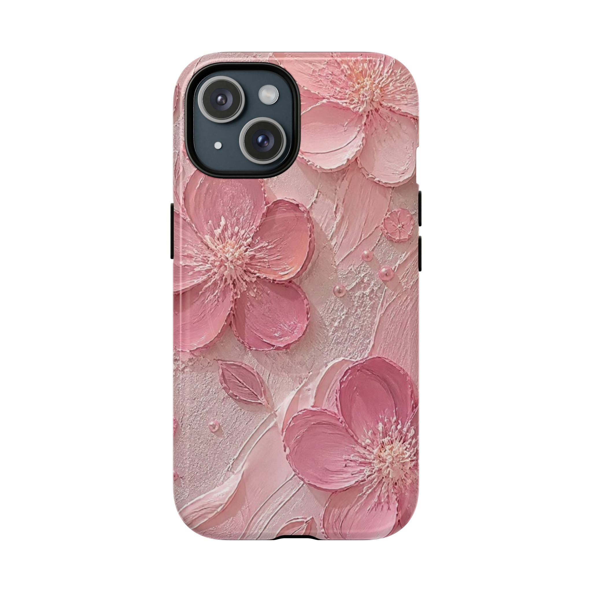 Pink Floral Tough Magnetic Phone Case — 3D Blossom Protective Cover