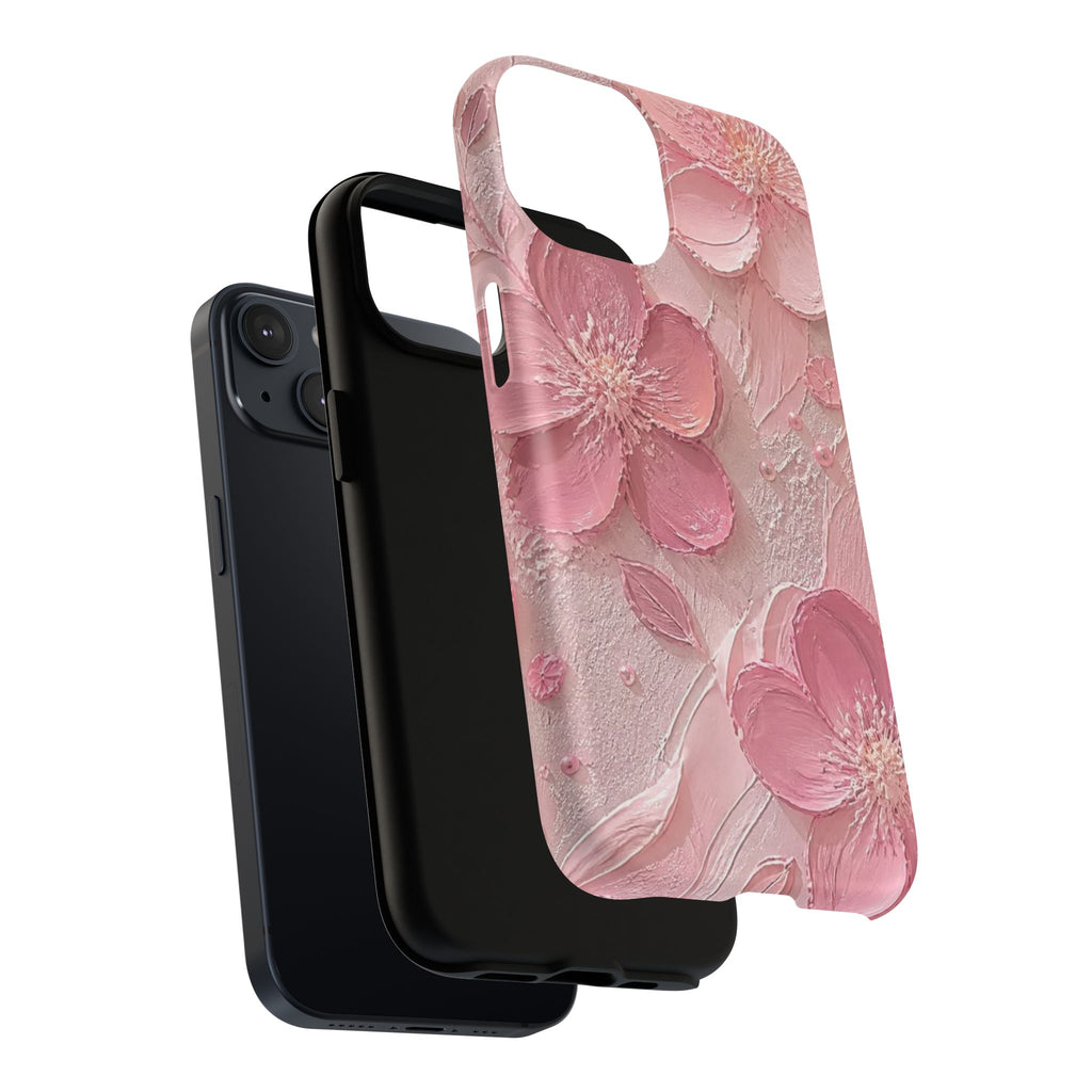 Pink Floral Tough Magnetic Phone Case — 3D Blossom Protective Cover