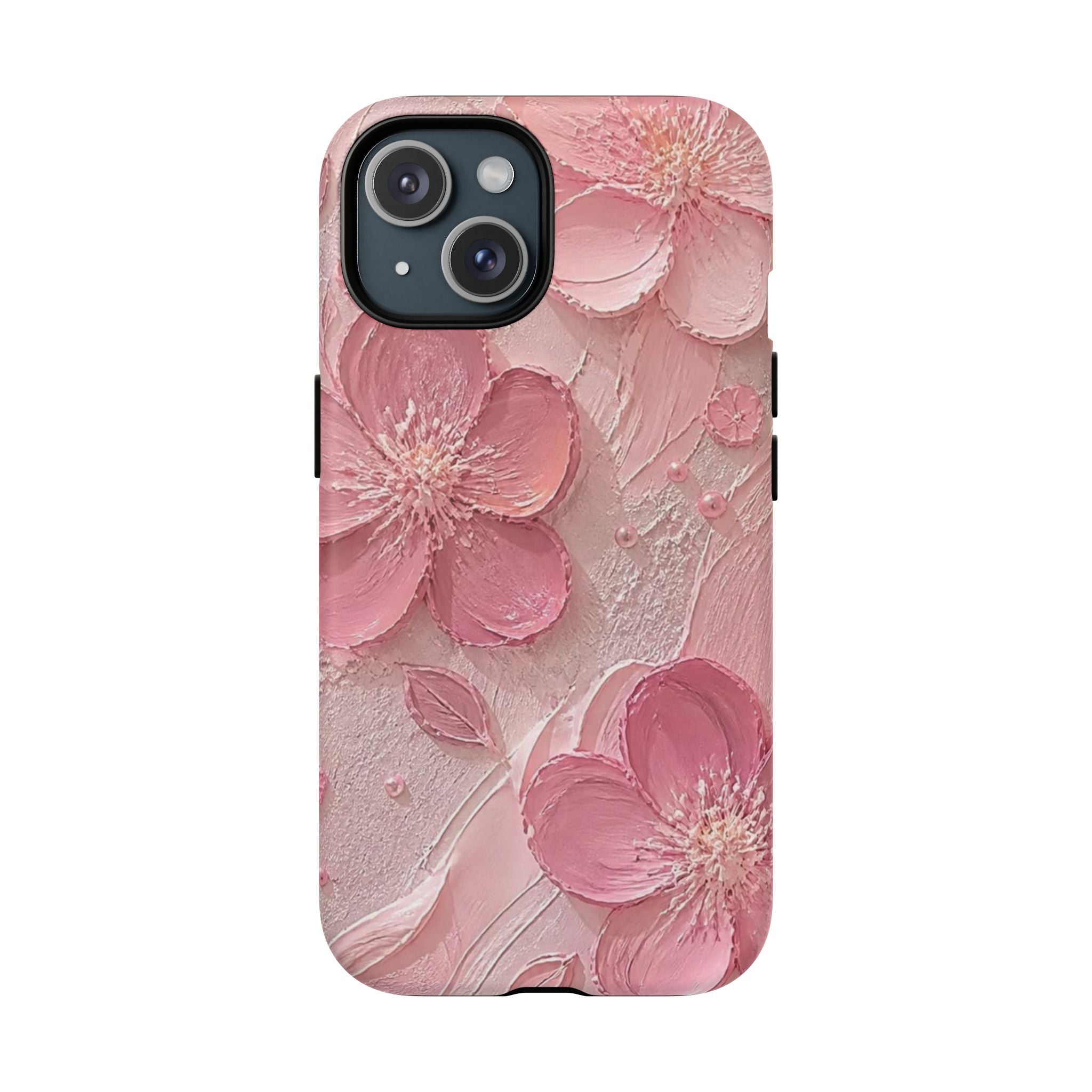 Pink Floral Tough Magnetic Phone Case — 3D Blossom Protective Cover