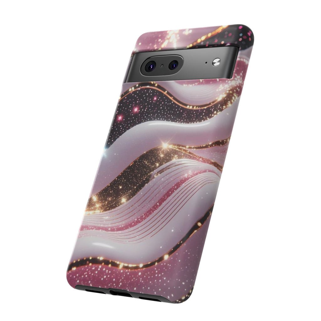 Sparkling Pink Wave Phone Case — Glitter Marble Protective Cover
