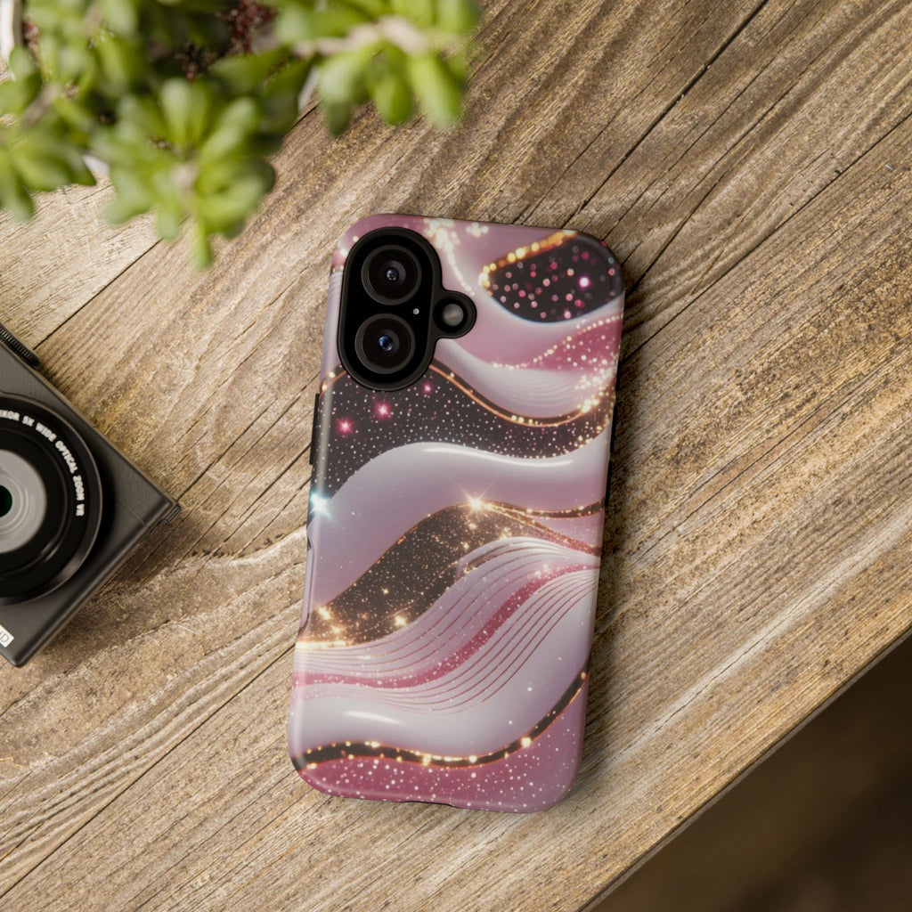 Sparkling Pink Wave Phone Case — Glitter Marble Protective Cover