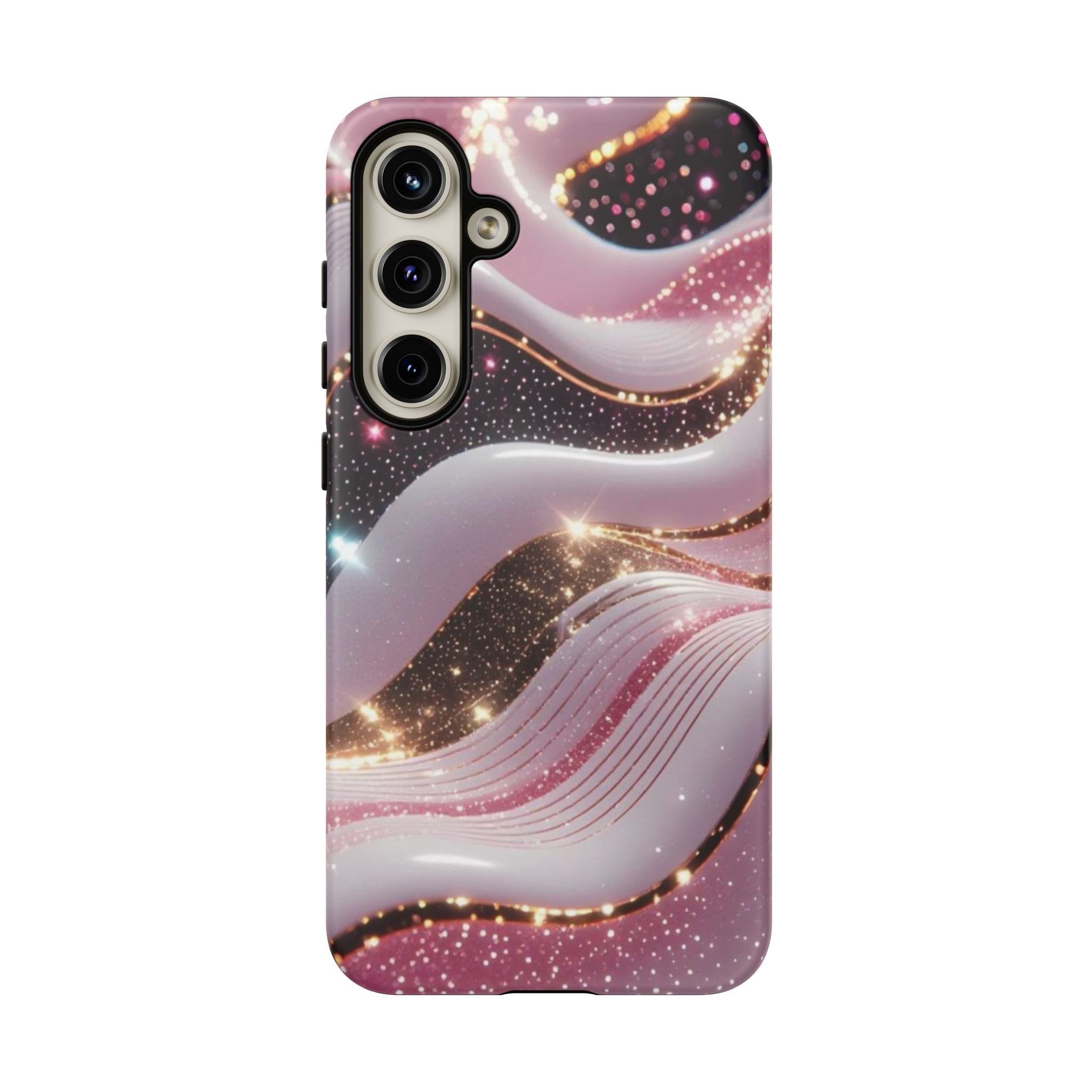 Sparkling Pink Wave Phone Case — Glitter Marble Protective Cover