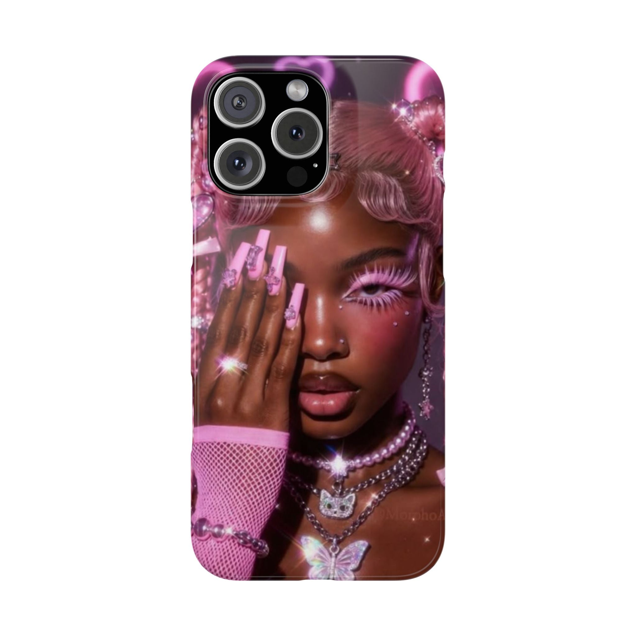 Pink Glam Slim Phone Case — Butterfly Jewels Fashion iPhone Cover
