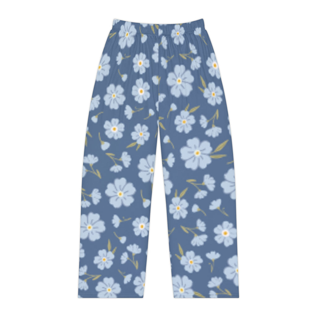 Floral Lounge Pajama Pants — Blue Daisy Print Women's Sleepwear