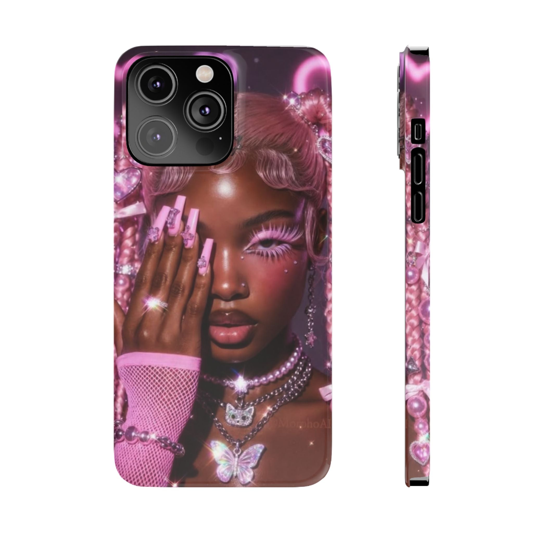 Pink Glam Slim Phone Case — Butterfly Jewels Fashion iPhone Cover