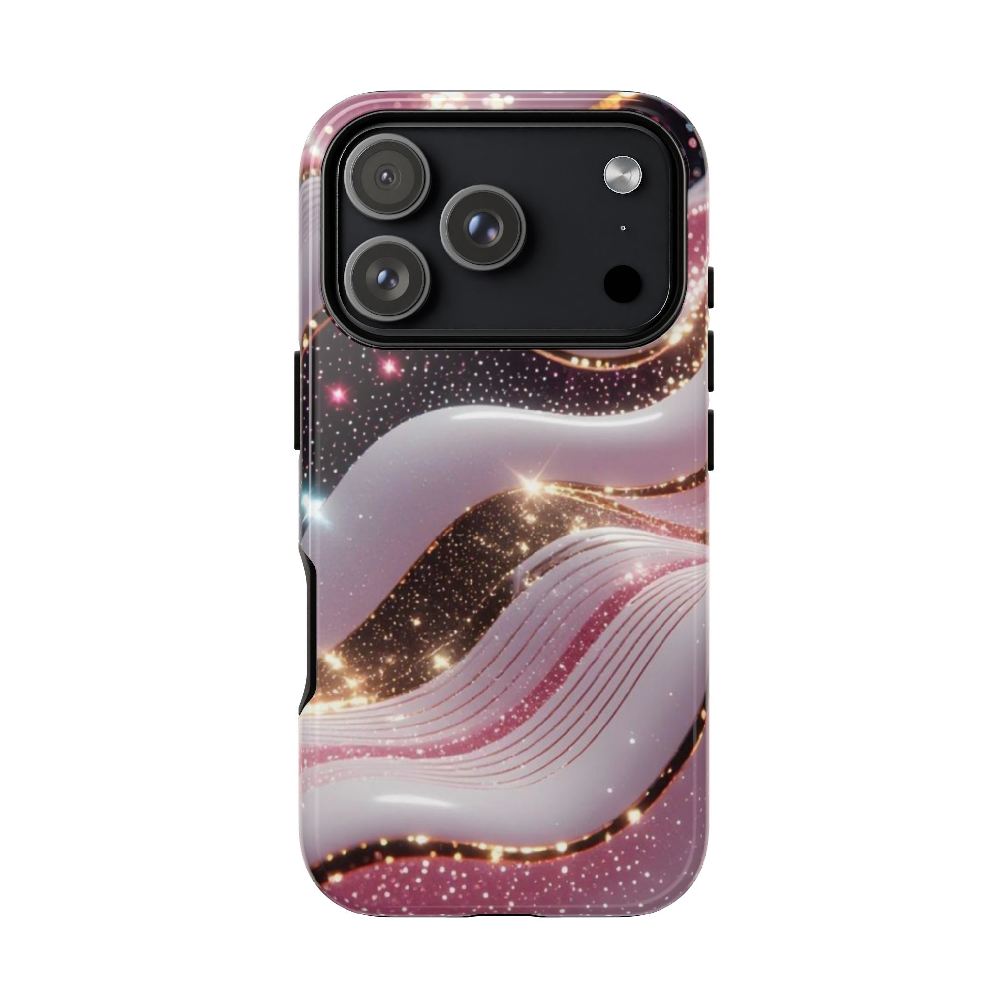 Sparkling Pink Wave Phone Case — Glitter Marble Protective Cover