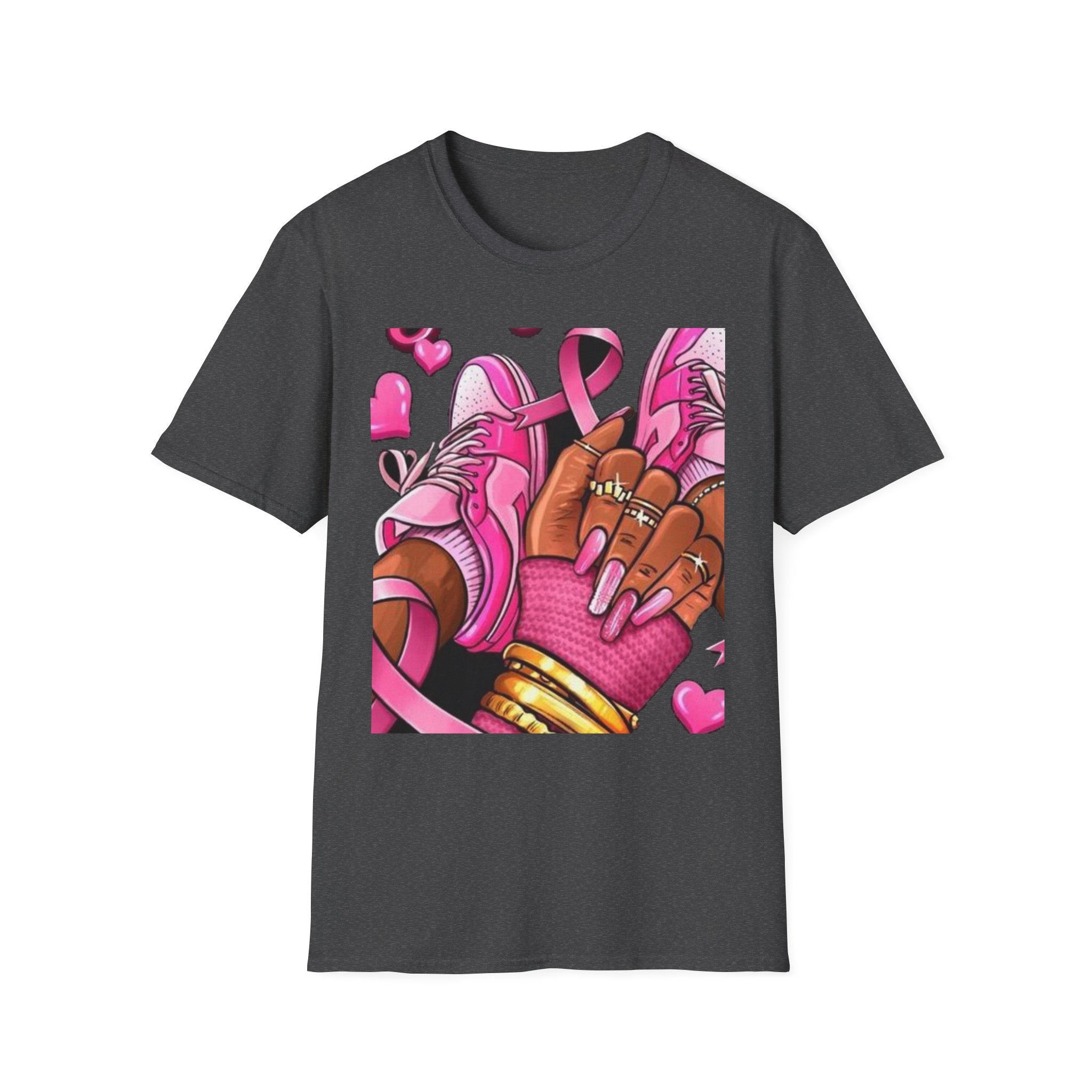 Breast Cancer Awareness Pink Ribbon Graphic T‑Shirt