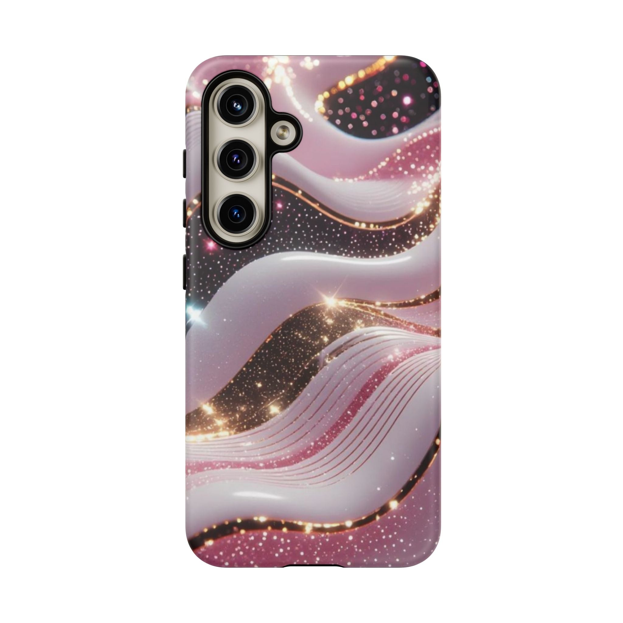 Sparkling Pink Wave Phone Case — Glitter Marble Protective Cover