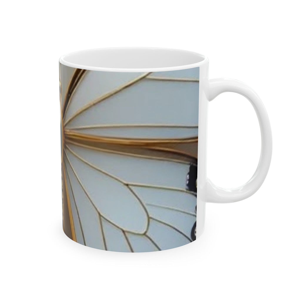 Gold Dragonfly Ceramic Mug — Elegant Insect Art Coffee Cup (11oz, 15oz)