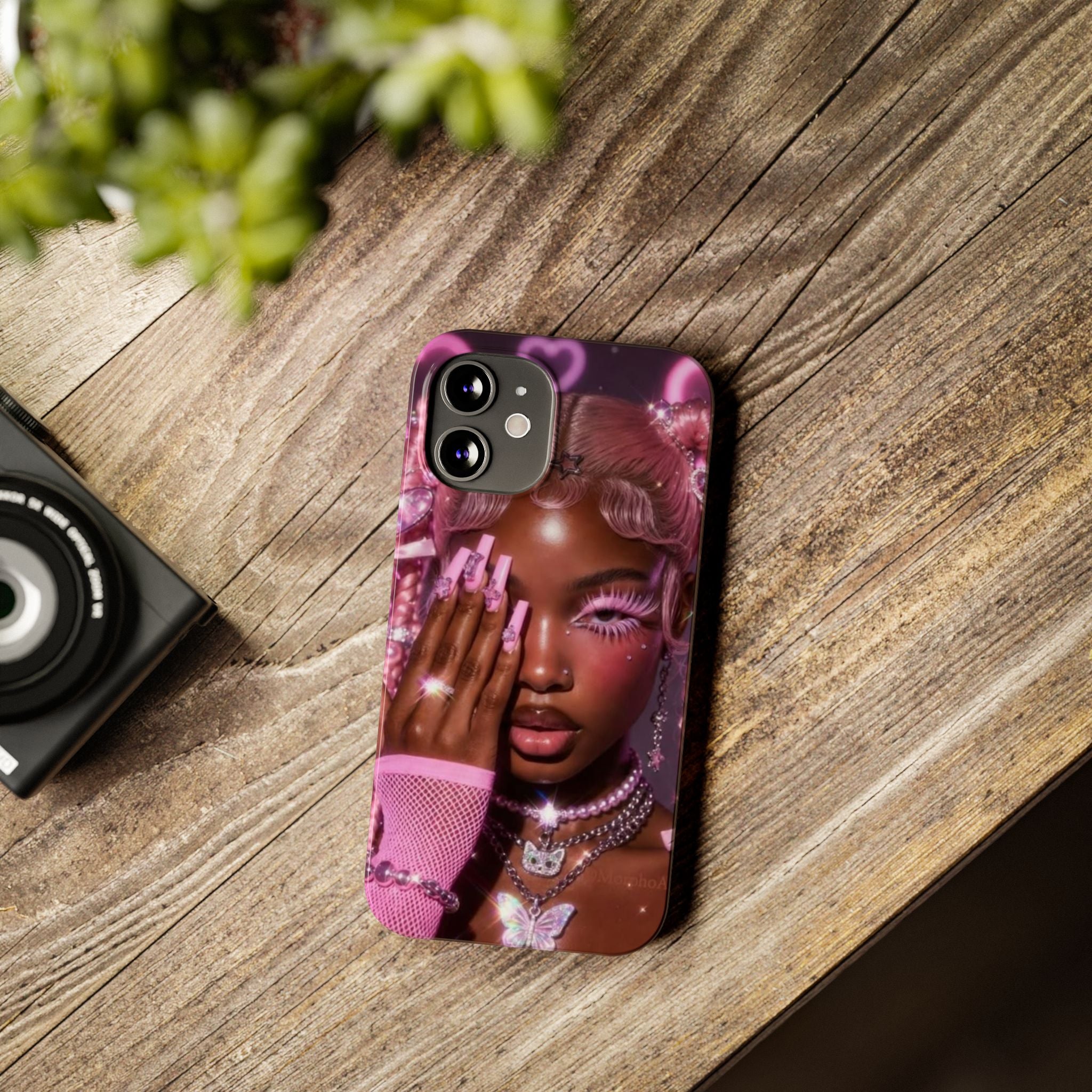 Pink Glam Slim Phone Case — Butterfly Jewels Fashion iPhone Cover