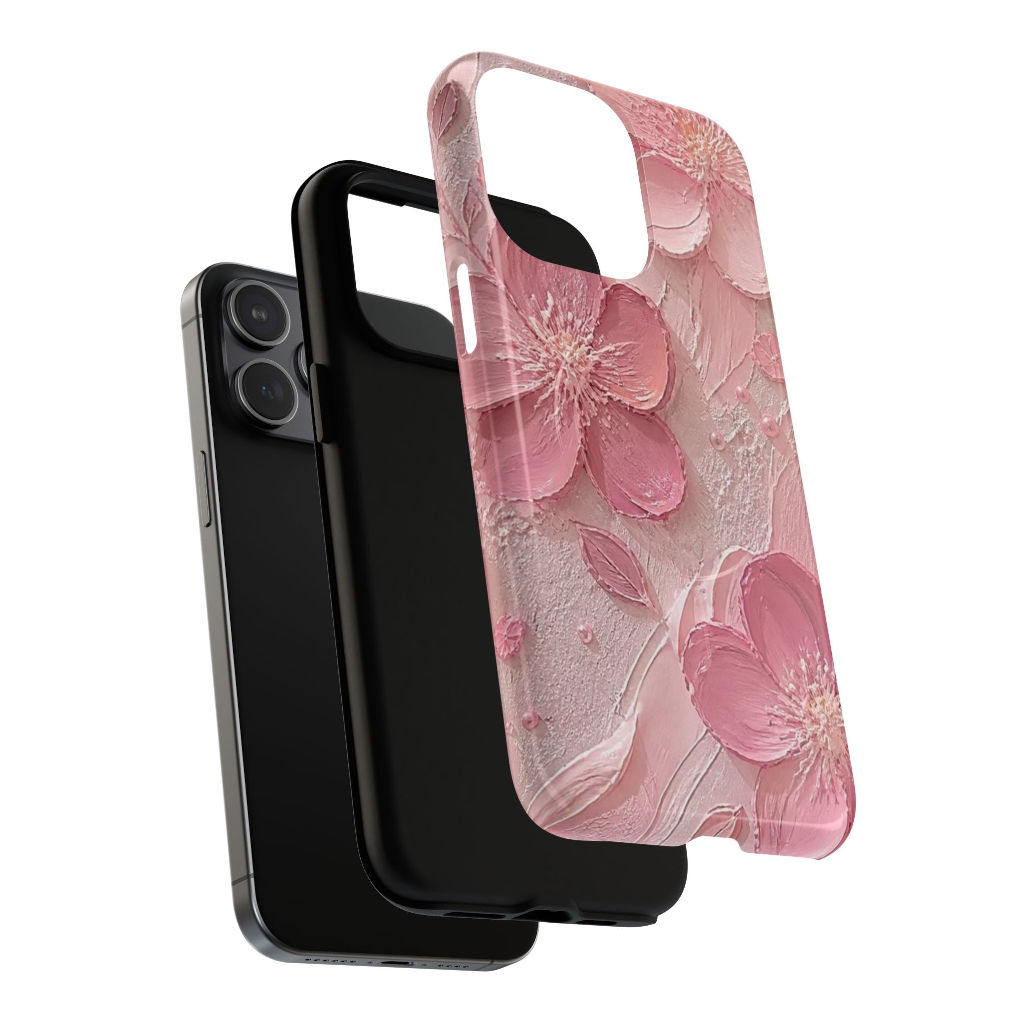Pink Floral Tough Magnetic Phone Case — 3D Blossom Protective Cover