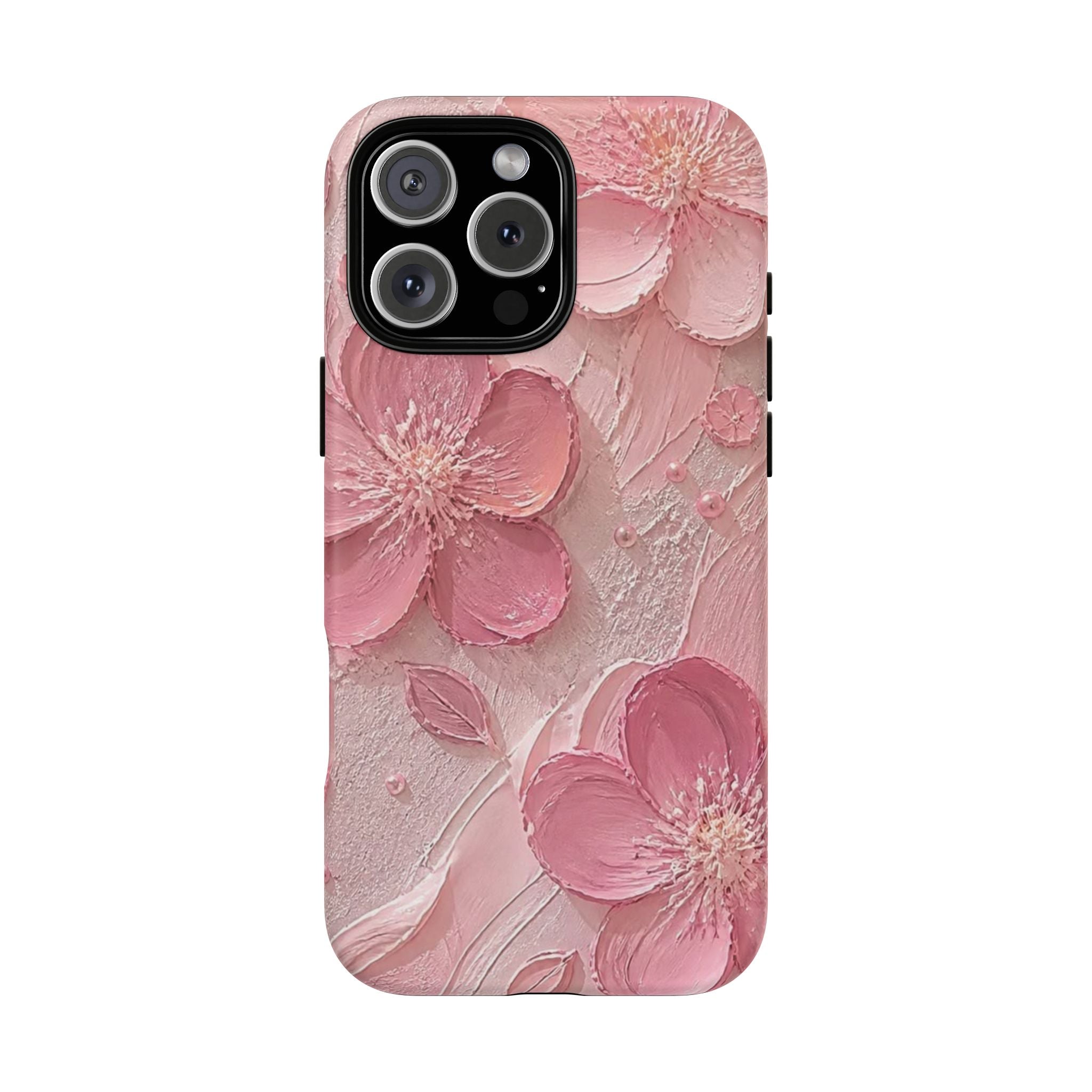 Pink Floral Tough Magnetic Phone Case — 3D Blossom Protective Cover