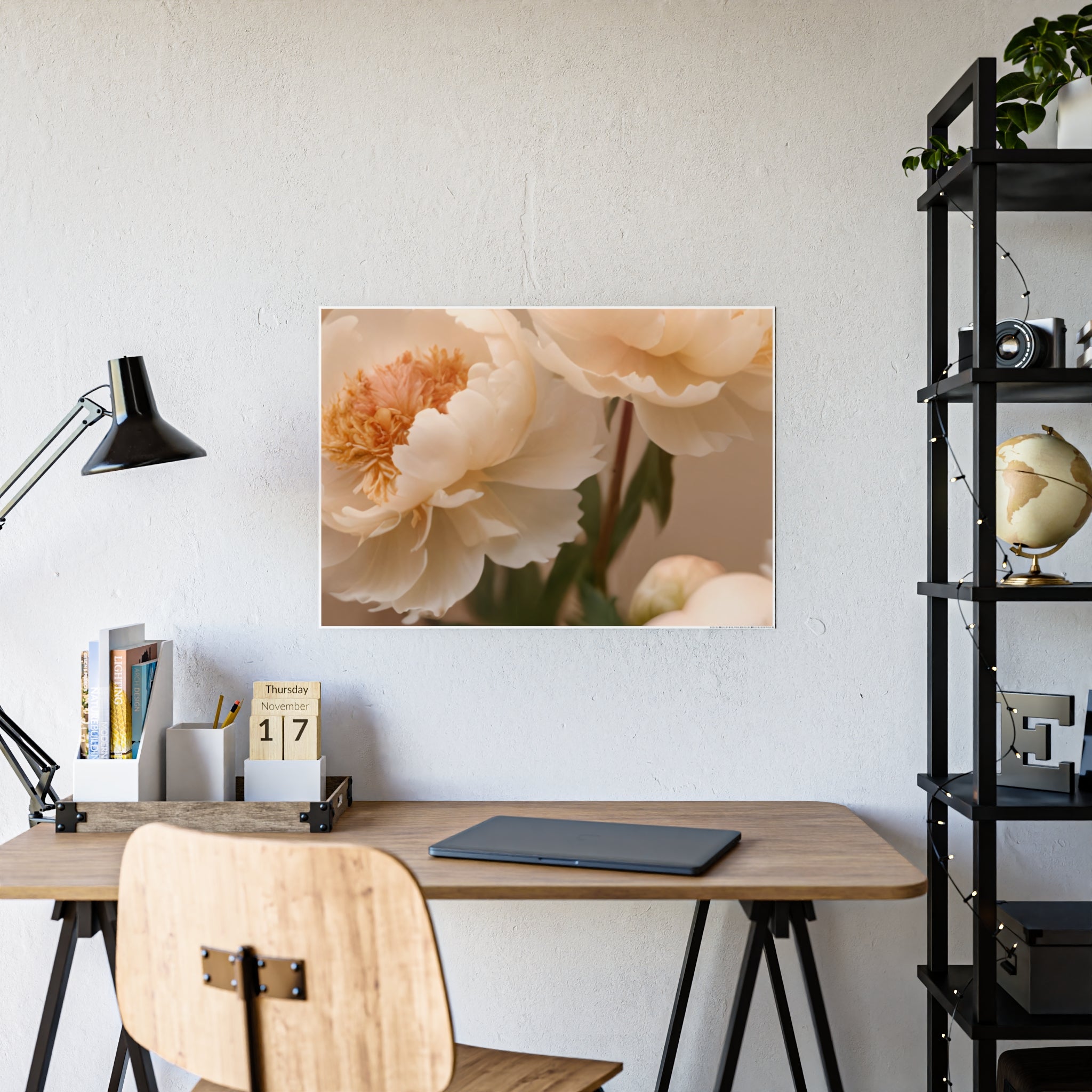 Peach Peony Print Poster
