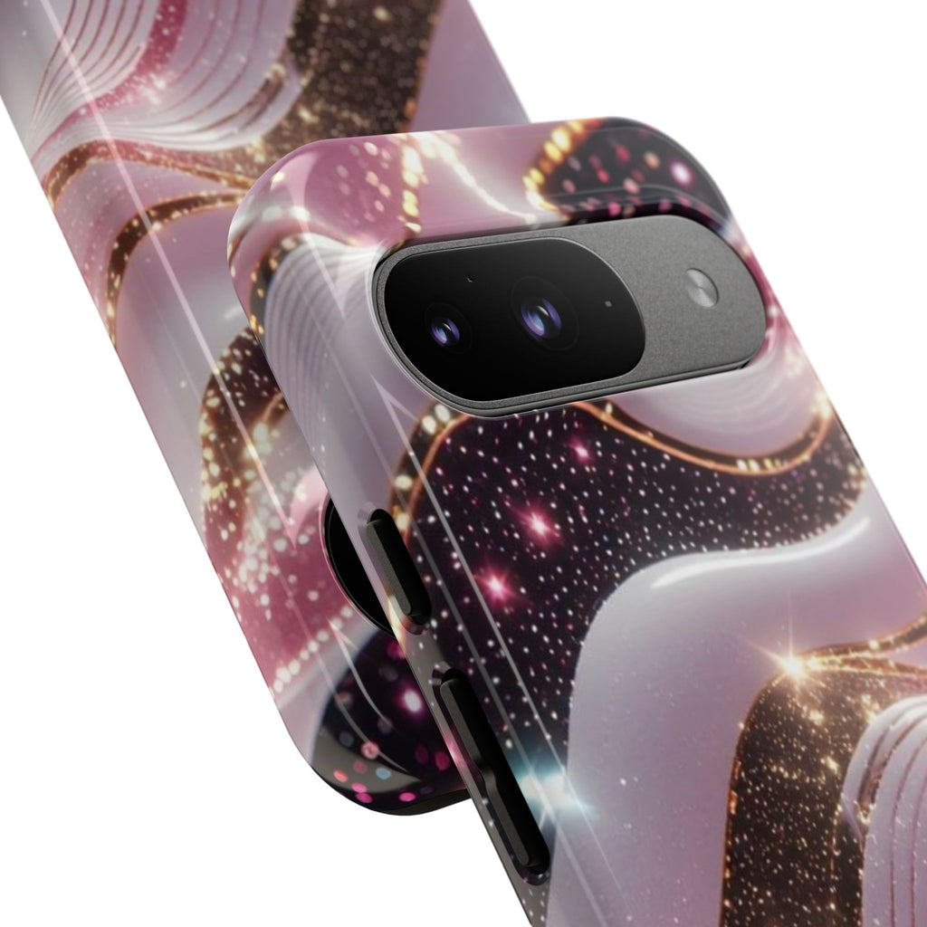 Sparkling Pink Wave Phone Case — Glitter Marble Protective Cover
